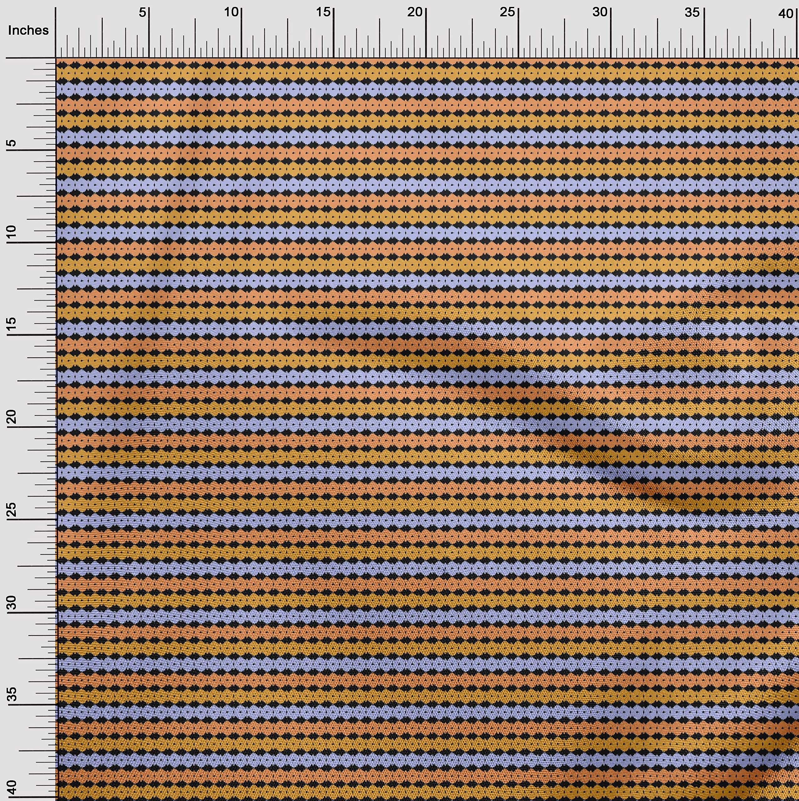 Premium 56-Inch Wide Orange Polyester Lycra Ikat Print Fabric by the Yard - Perfect for DIY Clothing, Quilting, and Asian-Inspired Home Decor Projects