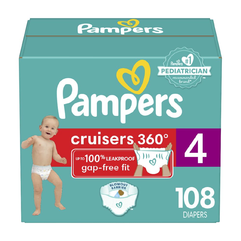 Pampers Size 4 Diapers - 160 Count Cruisers & 108 Count Pull-On Cruisers 360° Fit Disposable Baby Diapers | Soft, Leakproof Protection for Active Toddlers | Daycare, Overnight & Travel Use