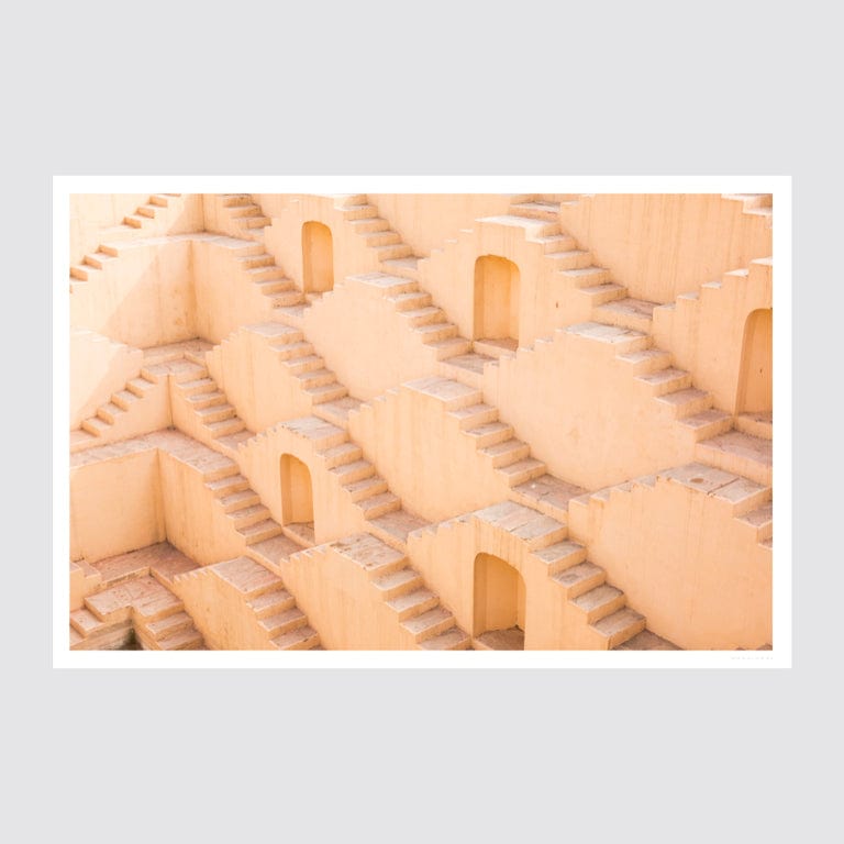Limited Edition Jaipur Stepwell Art Print - Handmade Indian Wall Decor for Home & Office - Perfect for Living Room, Bedroom, or Gift Giving