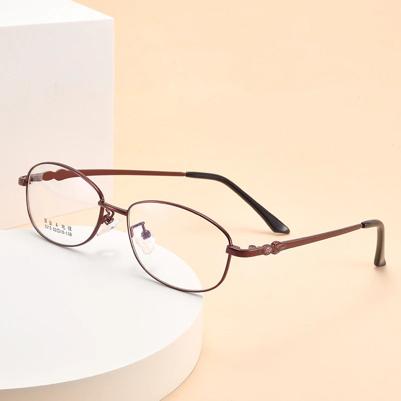 Bclear Women's Full Rim Oval Alloy Eyeglasses - Lightweight Metal Frame Glasses for Women, Trendy Oval Shape, My2013 Collection - Perfect for Office, Reading & Everyday Fashion