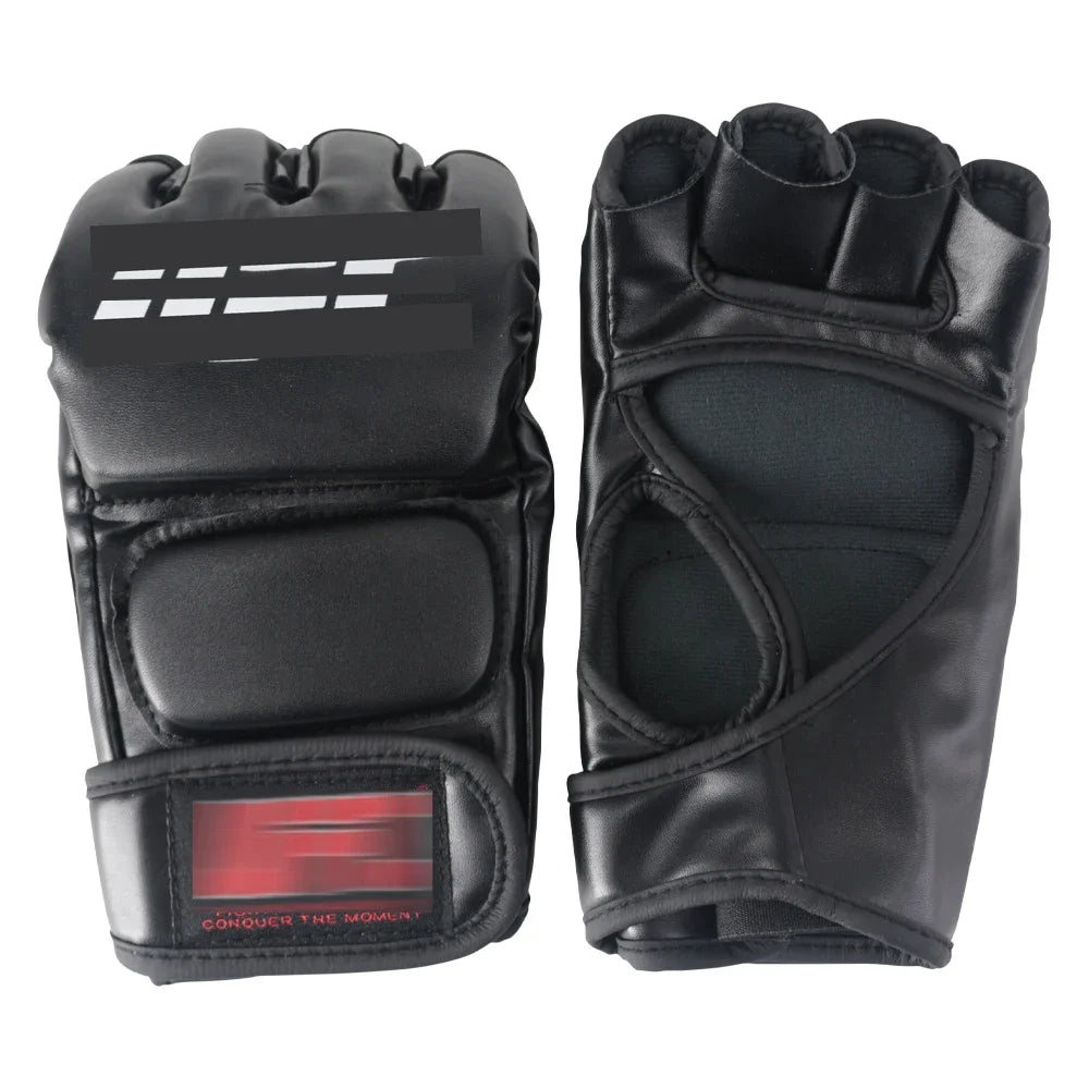 MMA Half Finger Gloves for Men - Black Tiger Muay Thai Boxing Pads for Sanda, Fight Training & Sparring | Durable & Comfortable for MMA, Kickboxing & Martial Arts