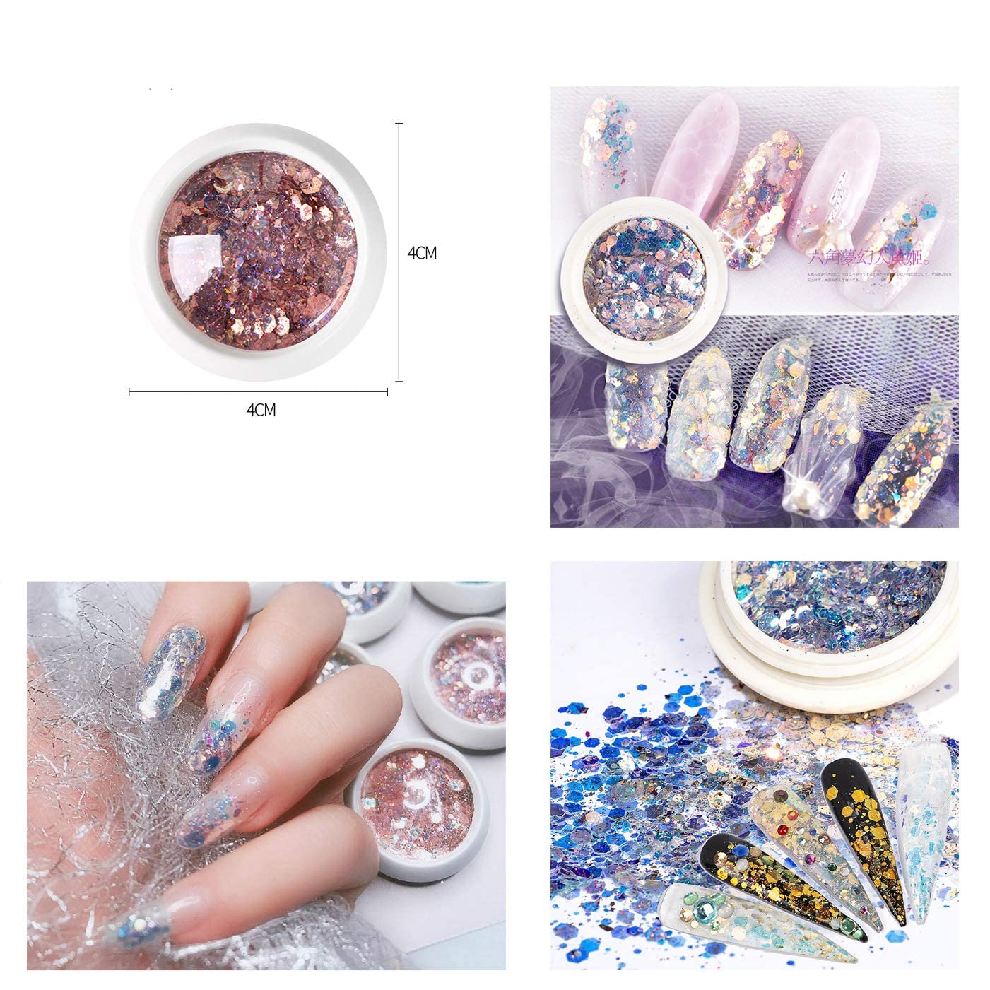 Magic Color Changing Nail Art Glitter Set - Laser Thin Sequins, Hexagon Mirror Mermaid Flakes & Holographic Spangles for Stunning Manicures & DIY Crafts - Perfect for Nail Salon, Home Manicure, Party Makeup & Gift Ideas