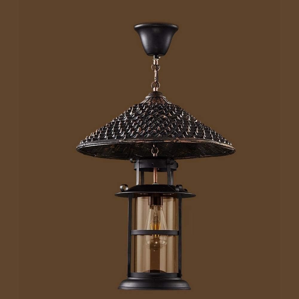 Vintage Industrial Bamboo Hat Chandelier - Retro Pendant Lighting for Restaurant, Bar & Cafe - Metal & Glass Ceiling Lamp for LOFT Decor - Perfect for Clothing Stores & Commercial Spaces