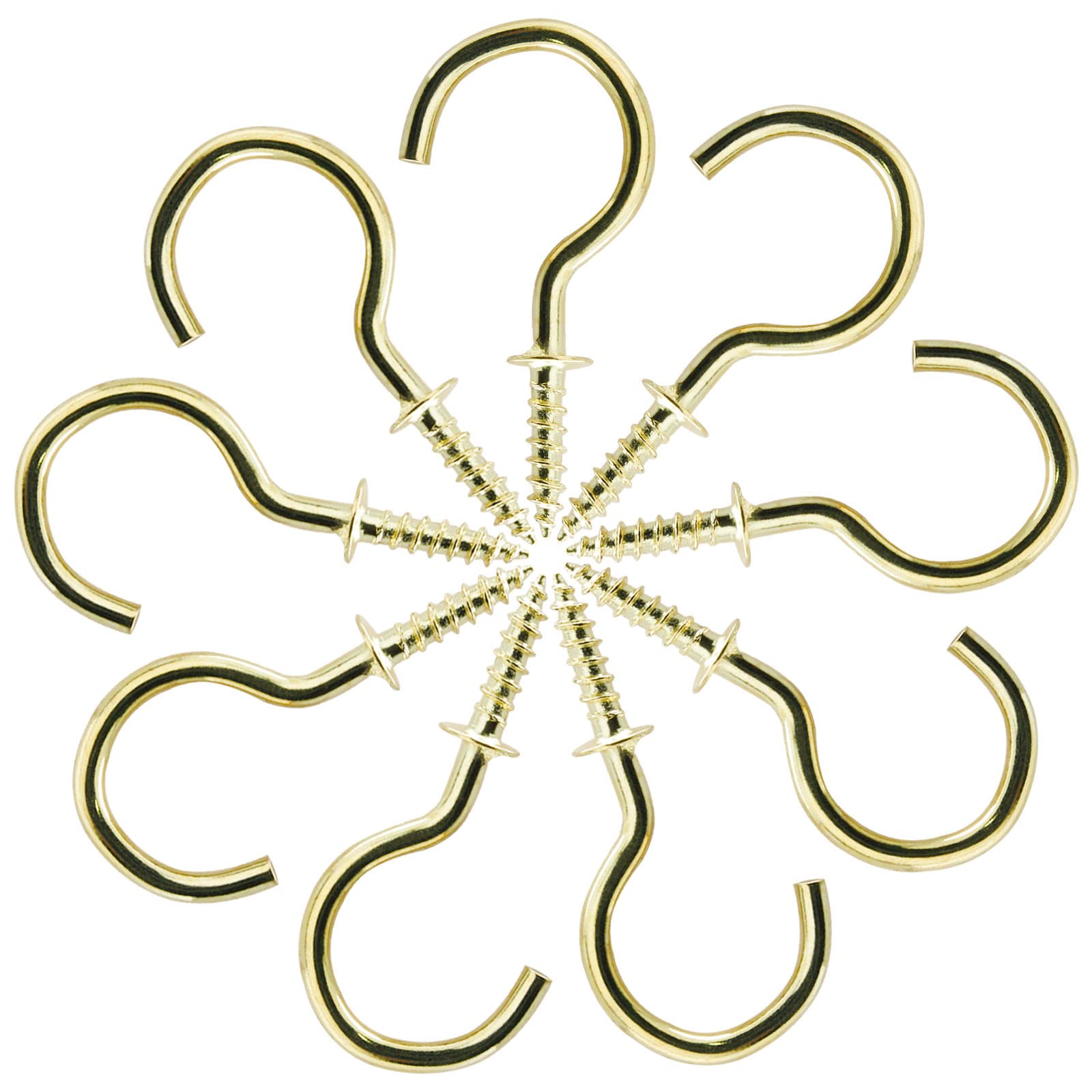 60 Pcs 1 Inch Gold Ceiling Cup Hooks with Self-Tapping Screws - Heavy Duty Hanging Hooks for Plants, Lights, Decorations & Home Organization