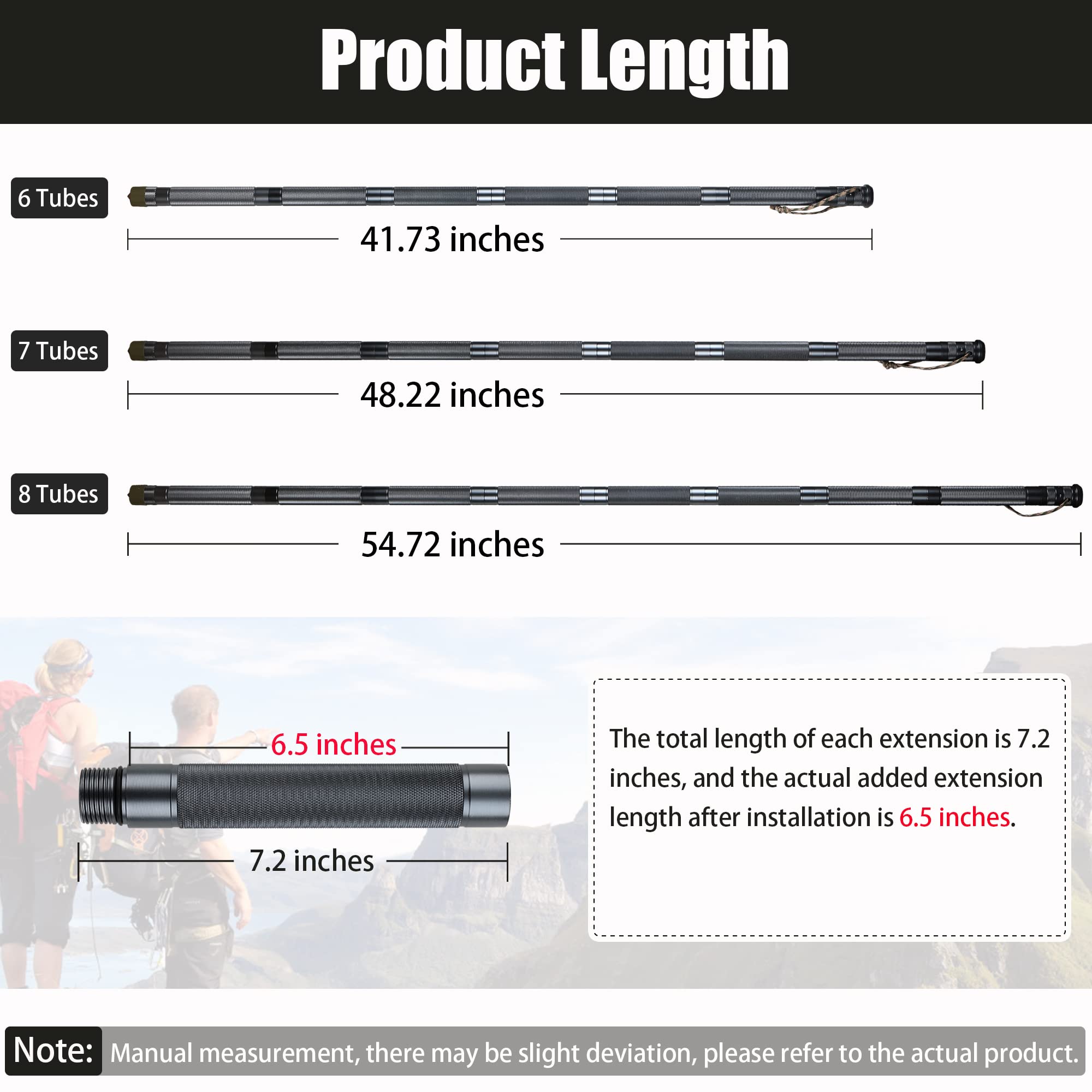 aiGear Survival Walking & Hiking Stick - Adjustable Trekking Poles with Multitool Features for Outdoor Adventures, Camping & Emergency Preparedness (8 Tubes Included) - Perfect for Mountain Trails, Backpacking & Wilderness Survival