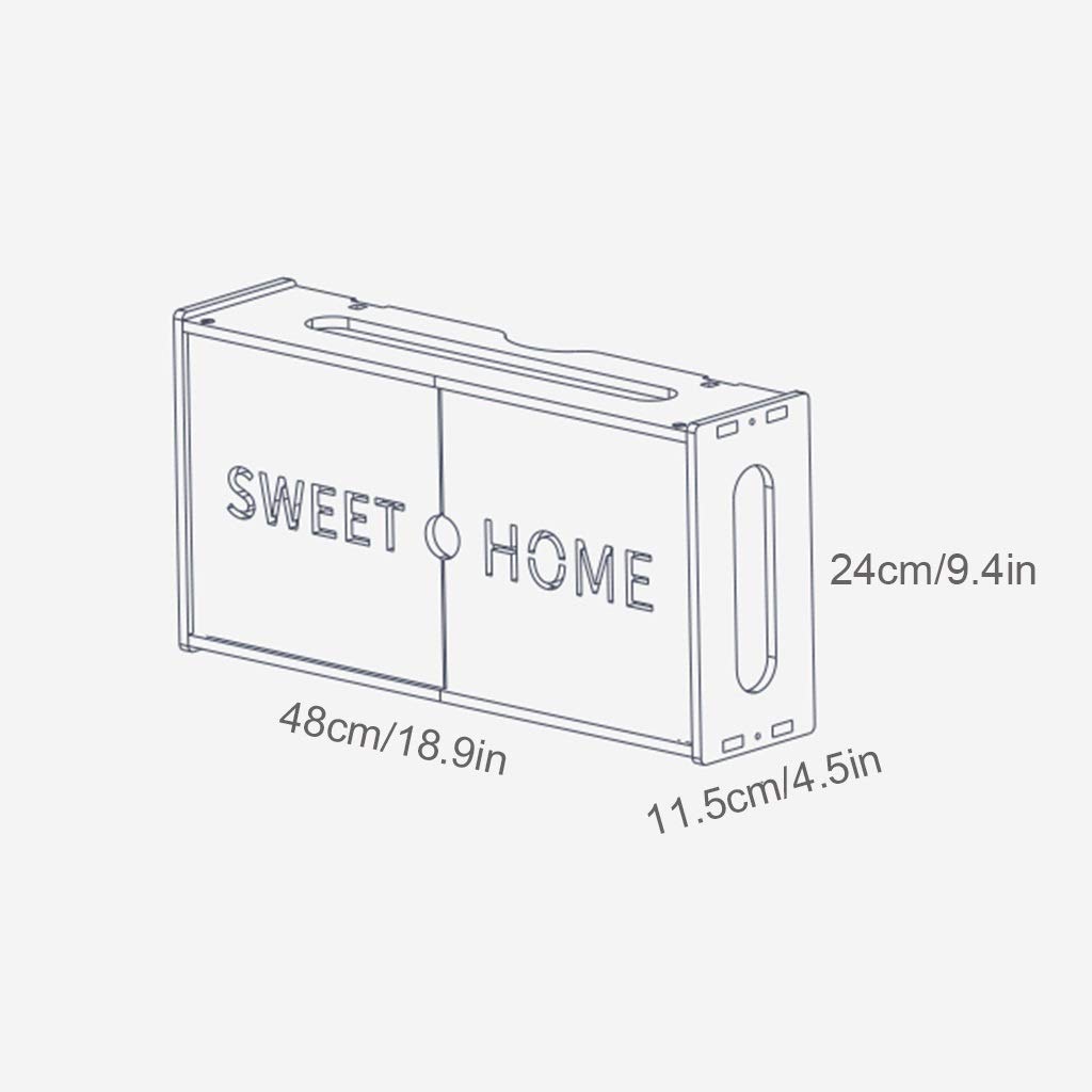 SUNDAY HOME White Wood Floating TV Stand - Wall Mounted Entertainment Center with No Punching Installation, Hanging Projector Bracket & Router Storage Organizer Box (Small Size) - Perfect for Living Room, Bedroom & Home Theater Setup