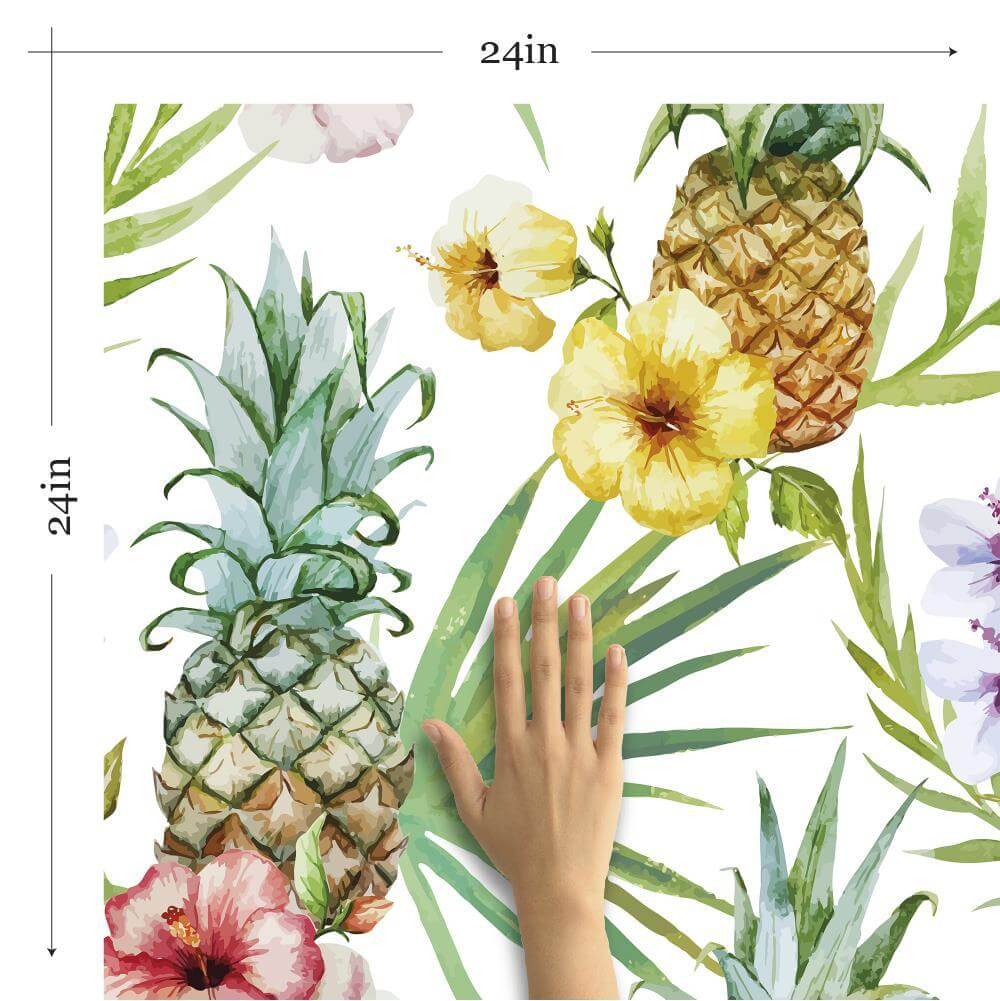 White Tropical Themed Peel and Stick Removable Wallpaper 5335 - Self-Adhesive Decorative Wall Covering for Bedroom, Living Room & Nursery Decor