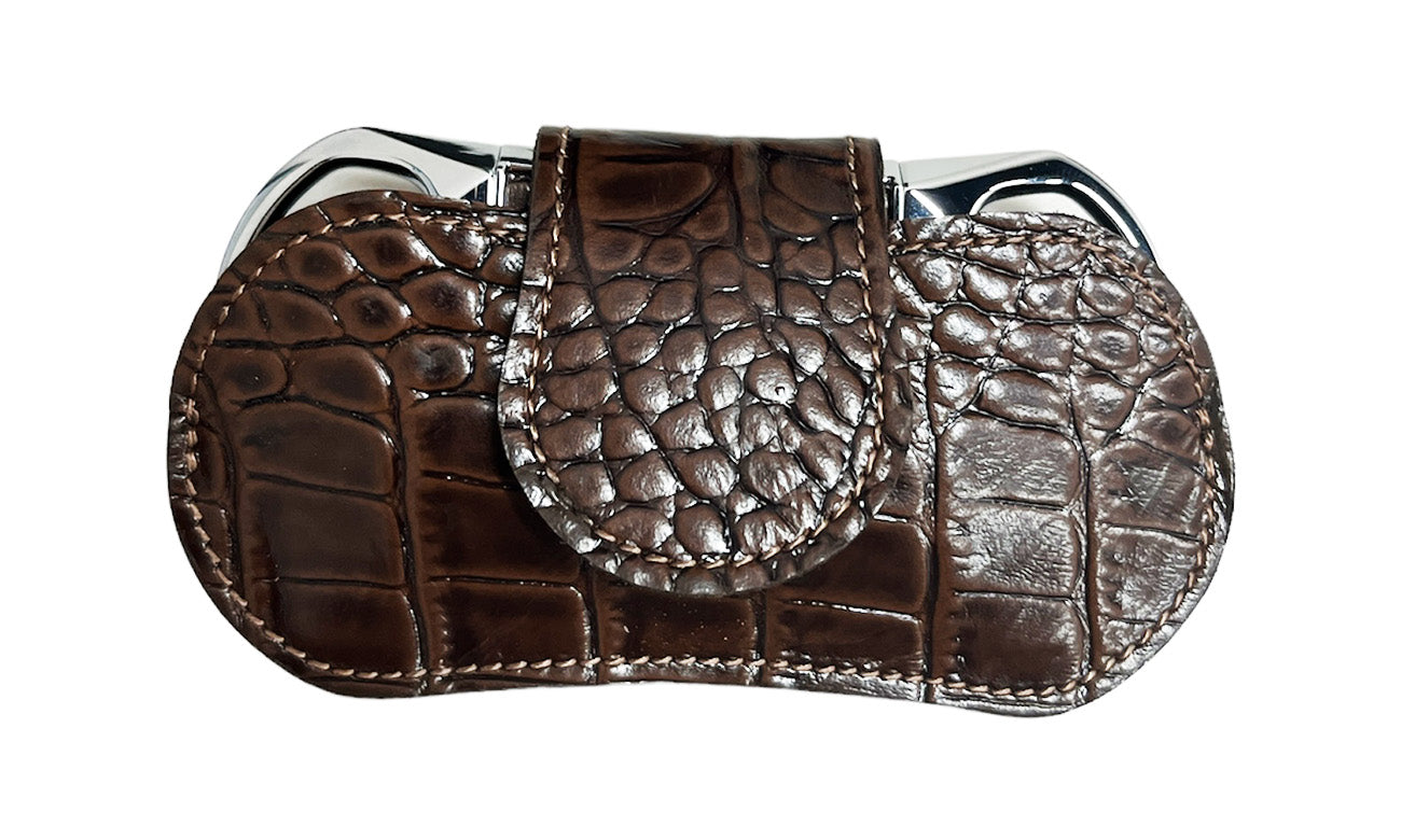 Brizard & Co Vintage Cutter with Leather Pouch - Premium Crocodile Tobacco Cutter for Cigars & Pipe Smoking - Perfect for Travel, Gifts & Collectors