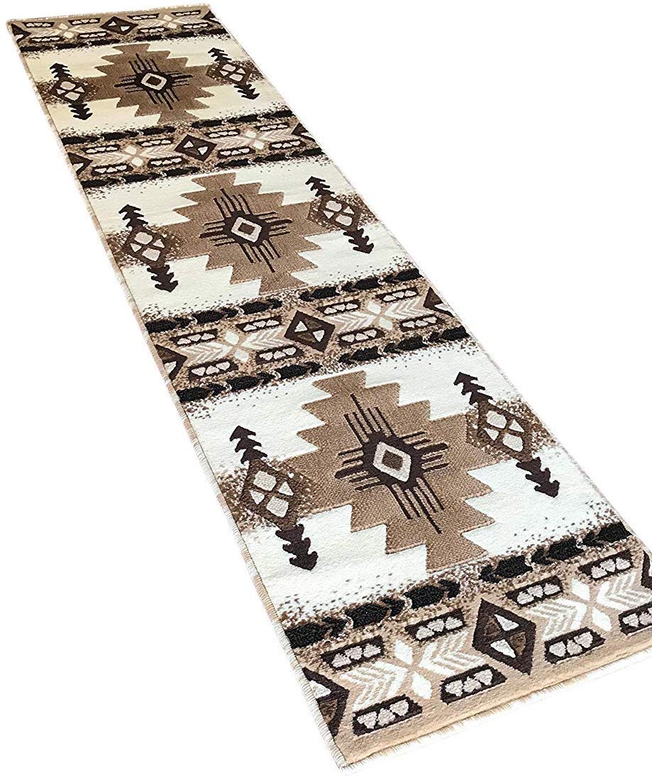 Authentic Southwest Native American Ivory Area Rug - 2' x 7' Runner - Handwoven Tribal Design for Hallway, Living Room & Bedroom Decor
