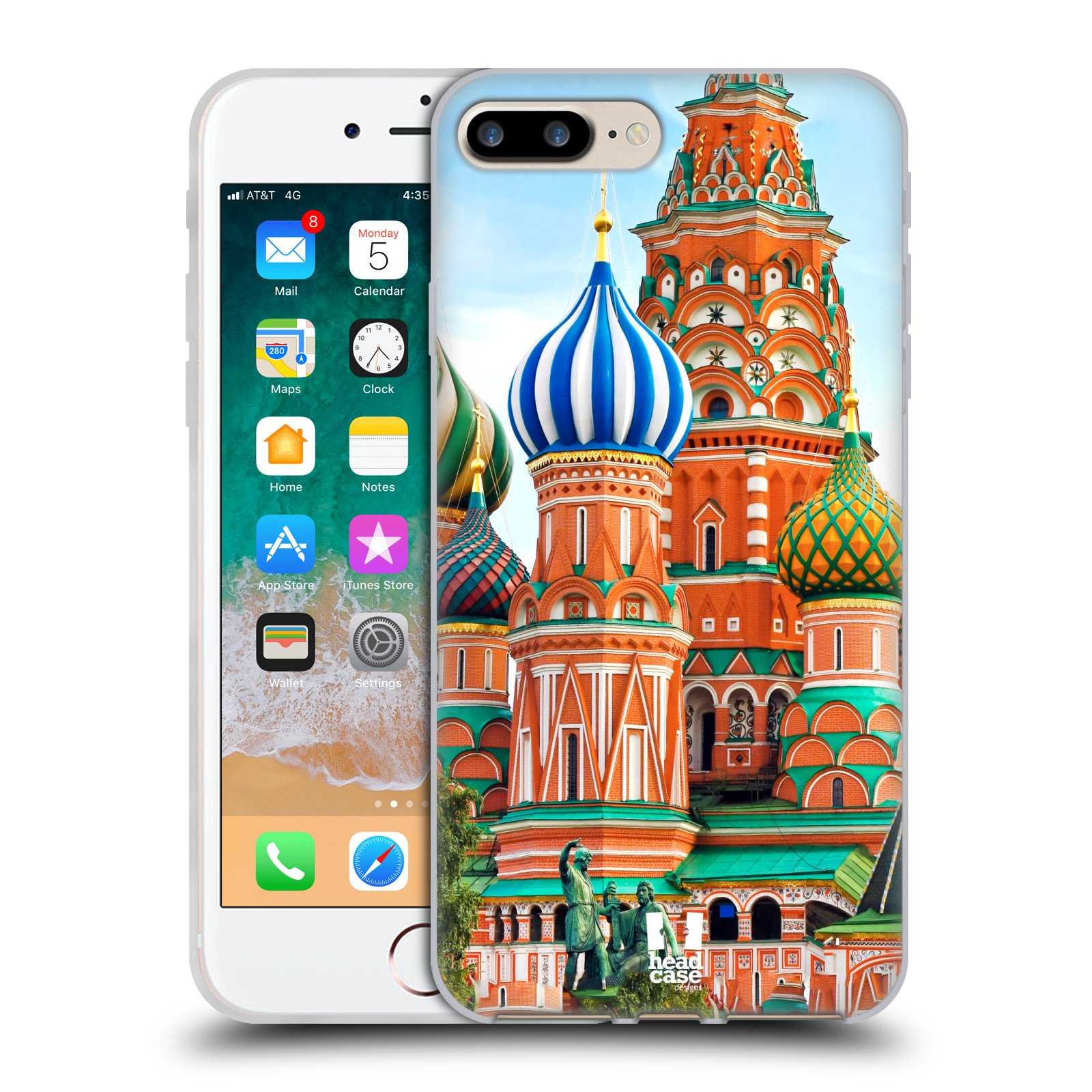 Head Case Designs Red Square Moscow Russia Famous City Squares Soft Gel Case for Apple iPhone 7 Plus/iPhone 8 Plus - Durable Protection for Travel & Daily Use
