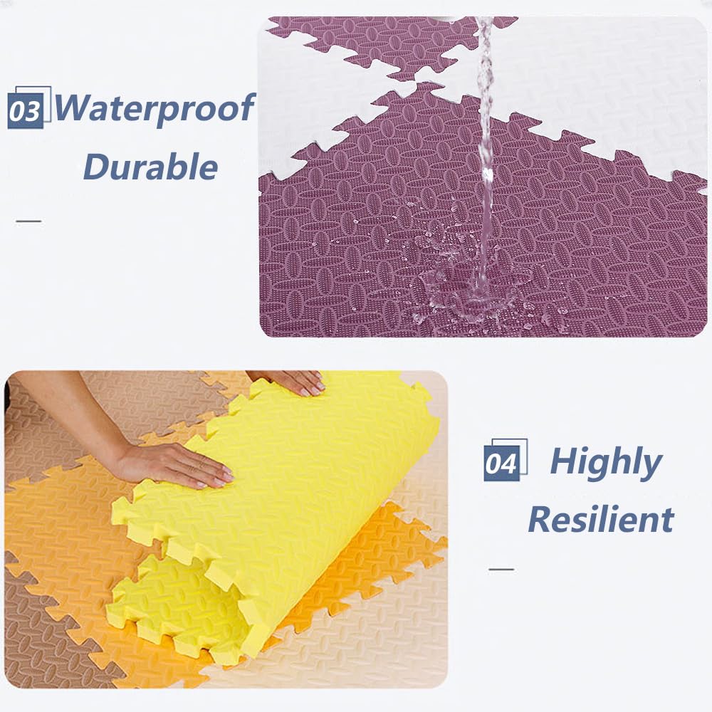 9 Tiles Interlocking EVA Foam Floor Mats - 1 Inch Thick Non-Slip Exercise Mats for Home Gym, Yoga, Fitness & Workout Equipment Protection - Perfect for Garage, Playroom, and Basement Flooring