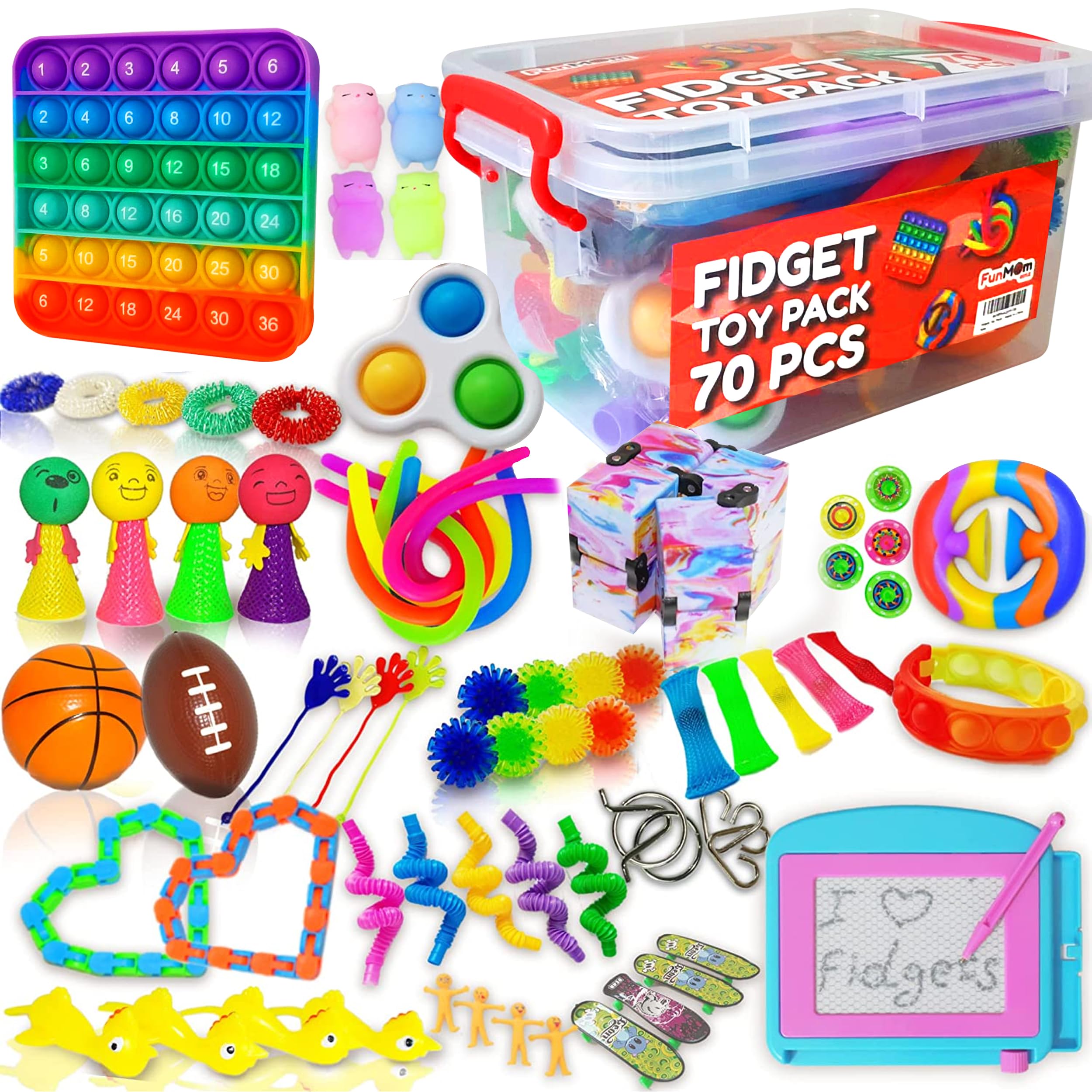 70 Pcs Fidget Sensory Toys for Anxiety & Stress Relief - Easter Party Favors, Classroom Prize Box, Treasure Box Stuffers - Fun Pops & Fidget Toys for Kids & Adults | Perfect for ADHD, Autism, Office & School Use