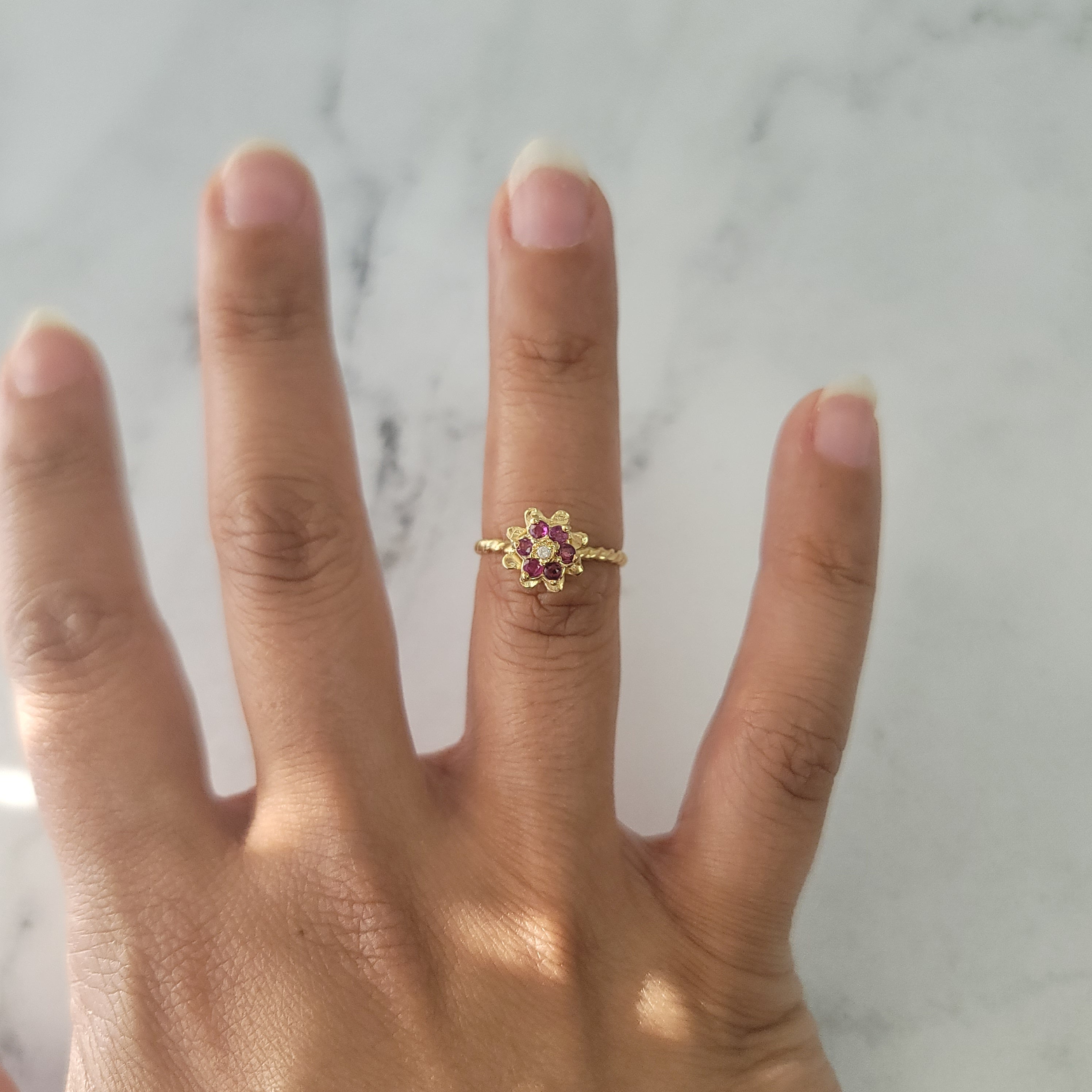 14K Yellow Gold Ruby Tulip Flower Ring for Women - Elegant Floral Jewelry for Weddings, Anniversaries & Special Occasions
