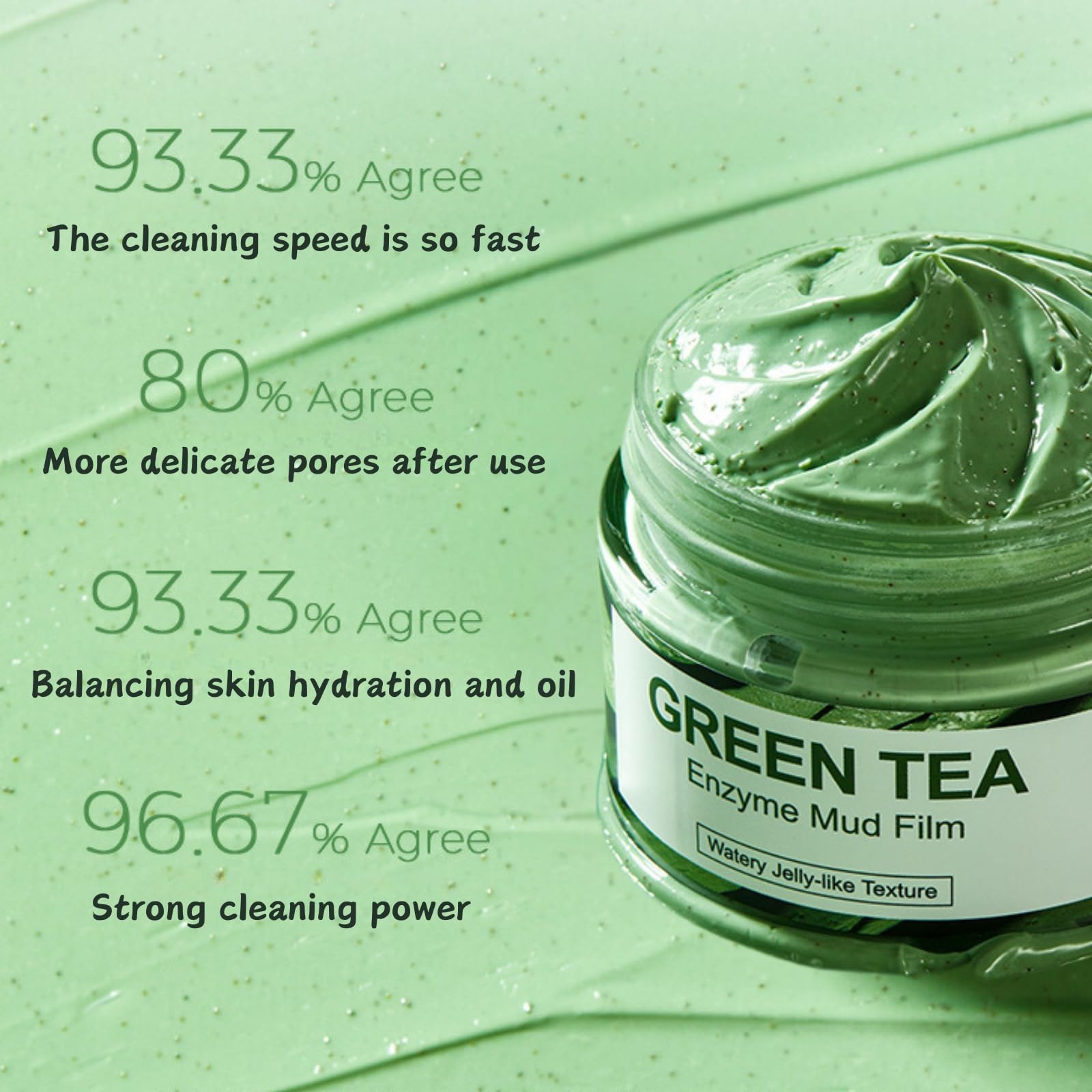 Green Tea Clay Mask for Face - Deep Cleansing & Pore Minimizing Facial Mask for Women - Oil Control & Exfoliating Mud Mask - Whitehead Remover for Clear Skin | Perfect for Acne-Prone Skin & Weekly Detox Routine