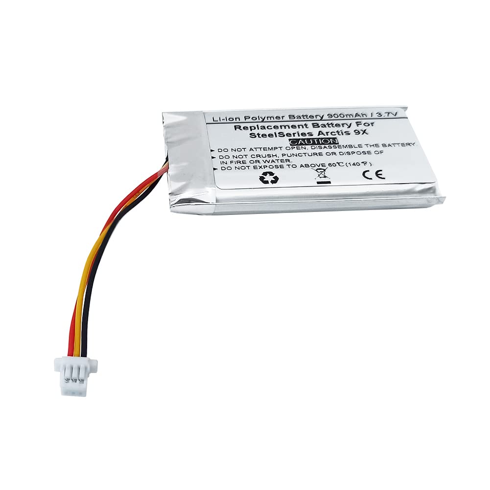 900mAh 3.7V Rechargeable Lithium Battery Replacement for SteelSeries Arctis 9X & PDP LVL50 Wireless Gaming Headsets - Compatible with FT603048P - Perfect for Extended Gaming Sessions & Wireless Audio