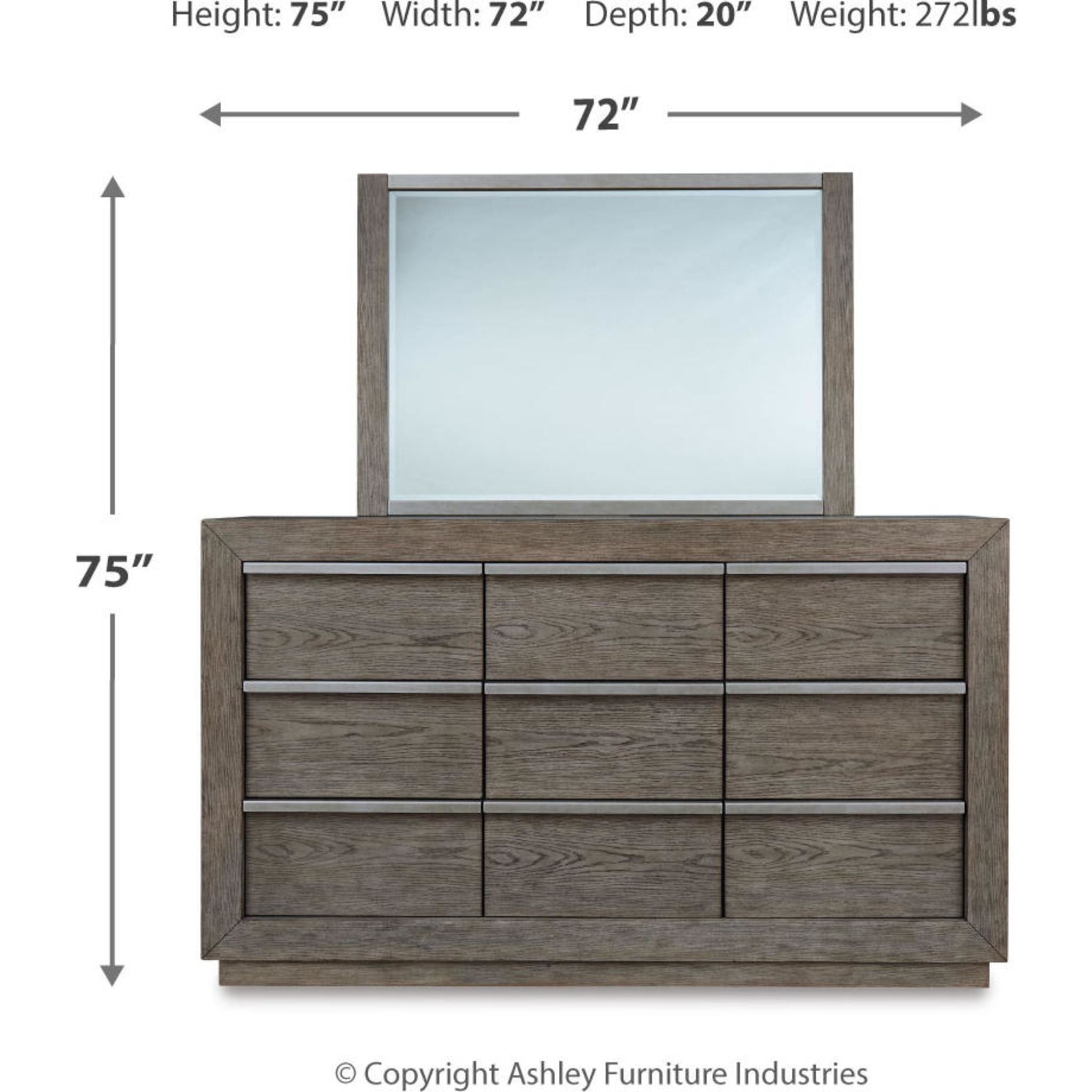 Anibecca Weathered Gray Dresser with Mirror - Stylish Bedroom Furniture for Home Decor & Organization