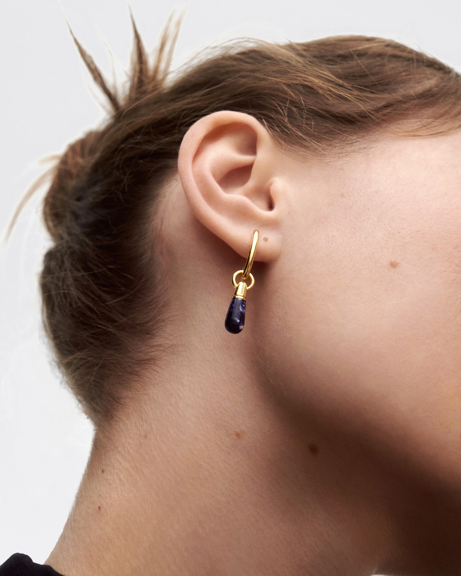 GRID4 Sodalite Jupiter Single Hoop Earrings - Healing Crystal Jewelry for Women - Perfect for Meditation, Yoga & Spiritual Healing