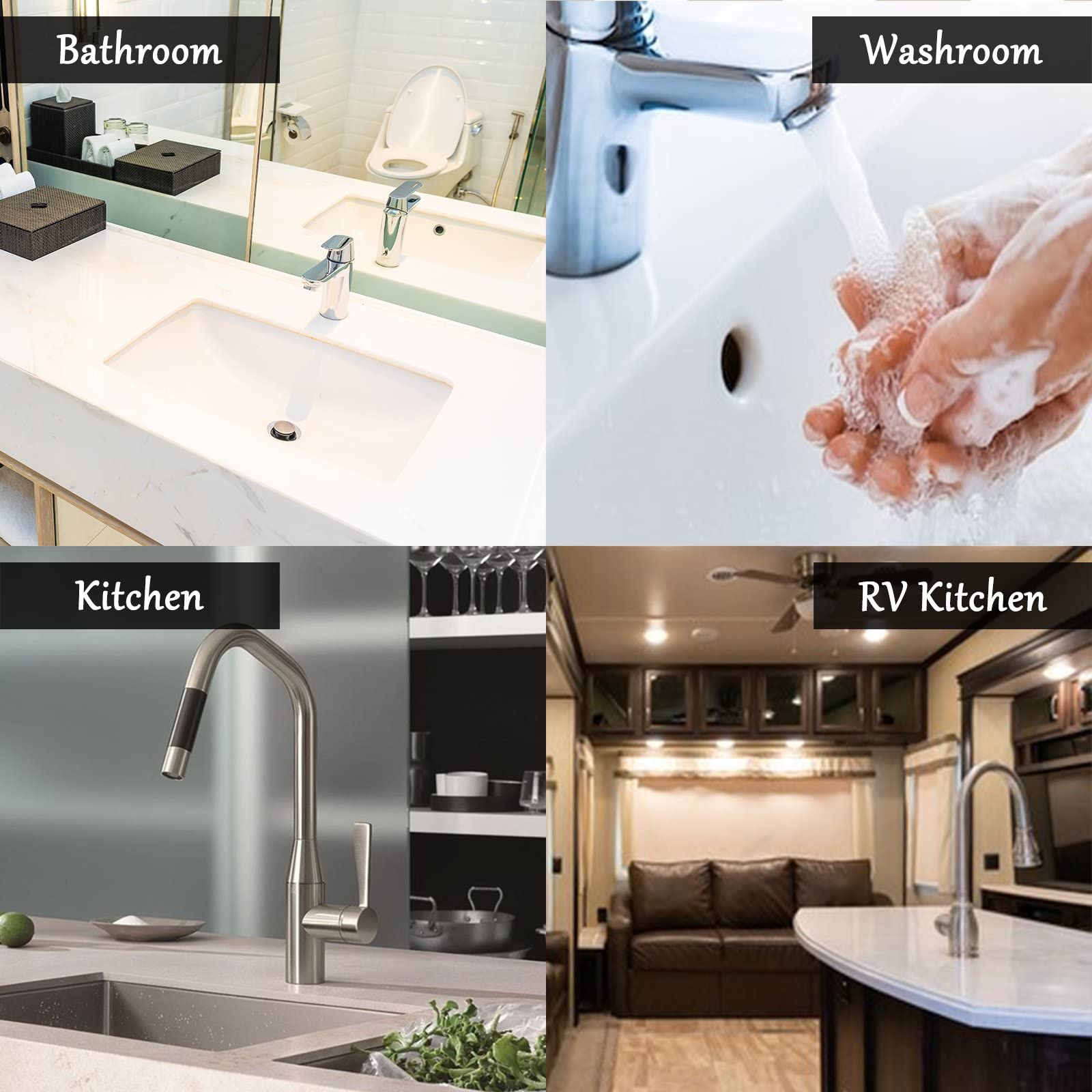 Non-Slip Striped Geometric Sink Faucet Mat - 4 Pack Absorbent Splash Guard Pads for Kitchen, Bathroom, RV - Waterproof Countertop Protector Prevents Stains & Spills | Perfect for Cooking, Washing Dishes & RV Travel