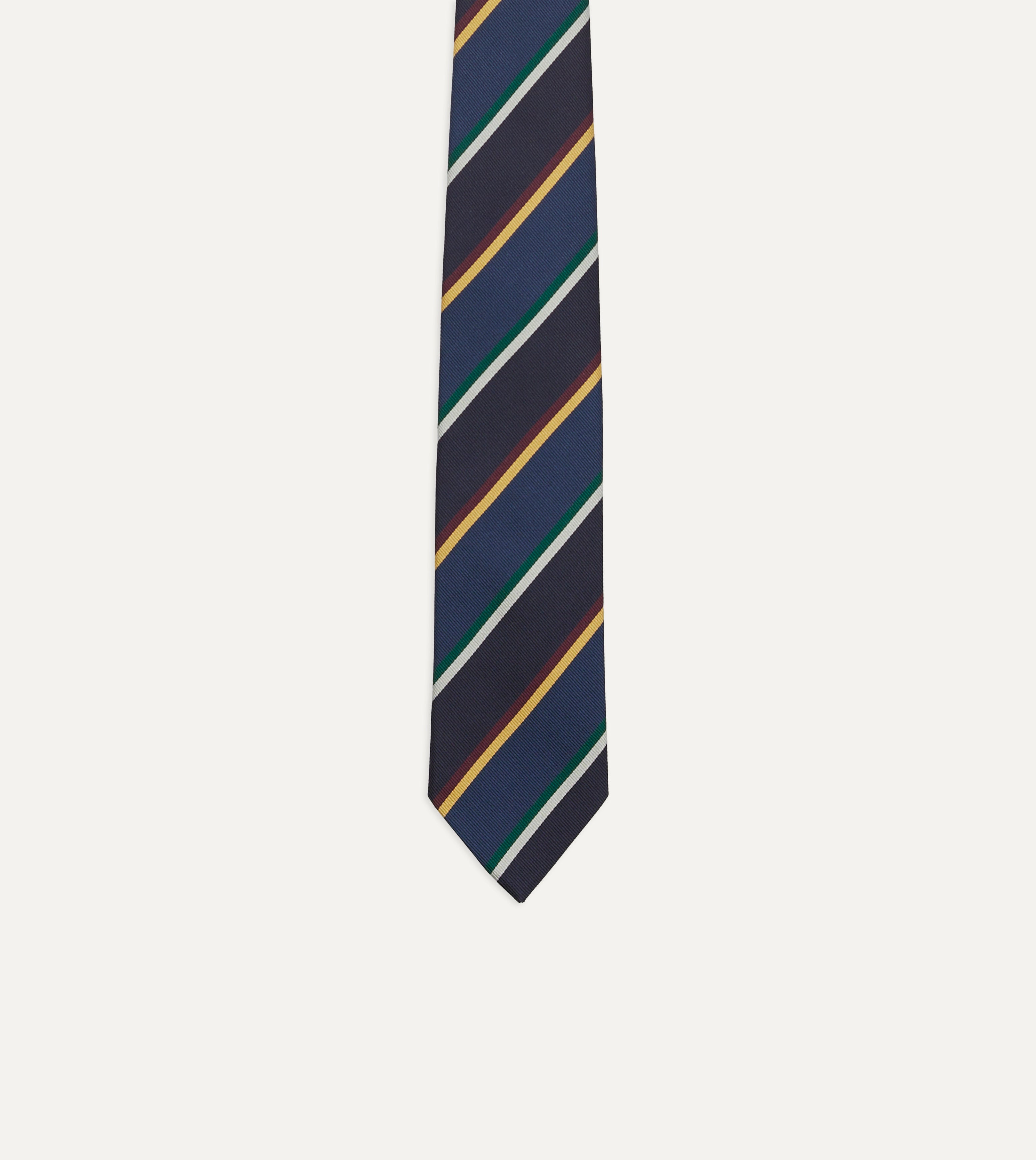 Navy Blue Red Multi Stripe Silk Tipped Necktie for Men - Elegant Formal Tie for Business, Weddings & Special Occasions