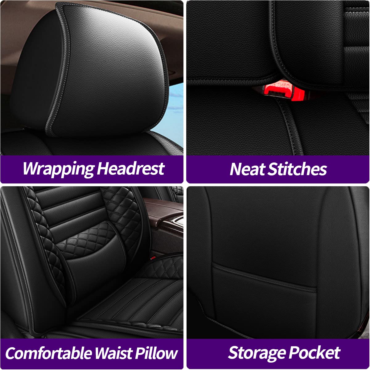 Premium Waterproof Faux Leather Seat Covers for Chevrolet Equinox 2007-2025 - Full Set of 5 Seats (Black) | Durable Protection for Daily Commute & Road Trips