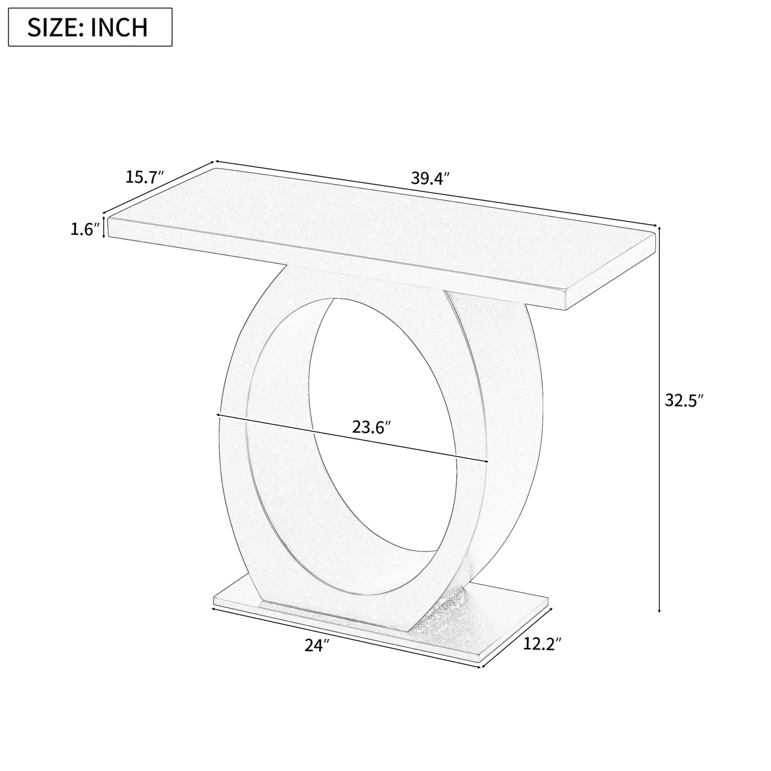 Knocbel Minimalist Wooden Sofa Console Table - 39.4