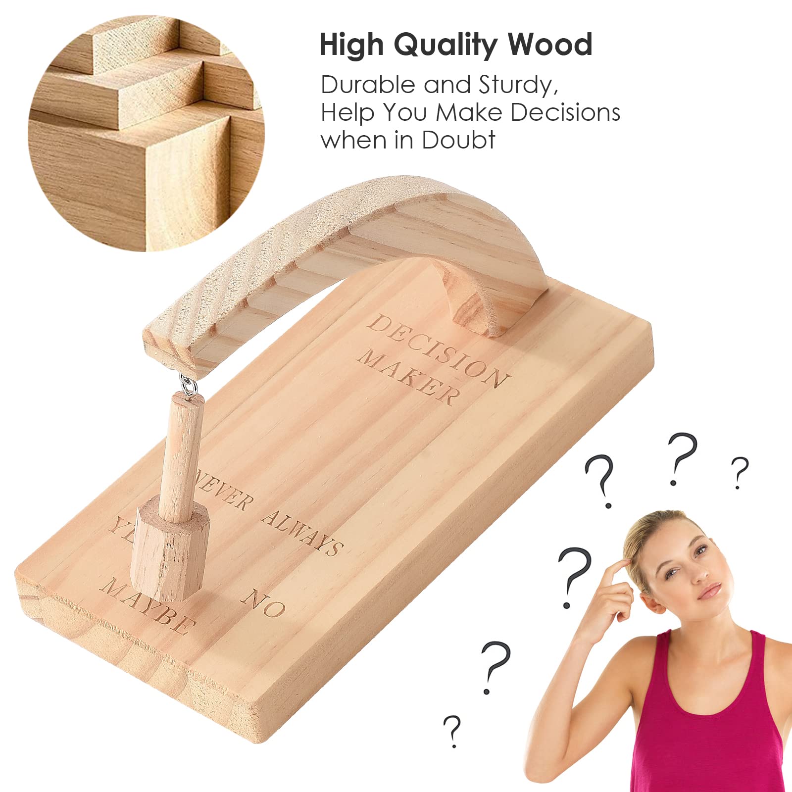 Wooden Magnetic Decision Maker Swing Pendulum - Fun Desk Tabletop Game Toy for Office & Home (Yellow, 10x20.3x3 cm) | Perfect for Decision Making, Stress Relief & Party Games