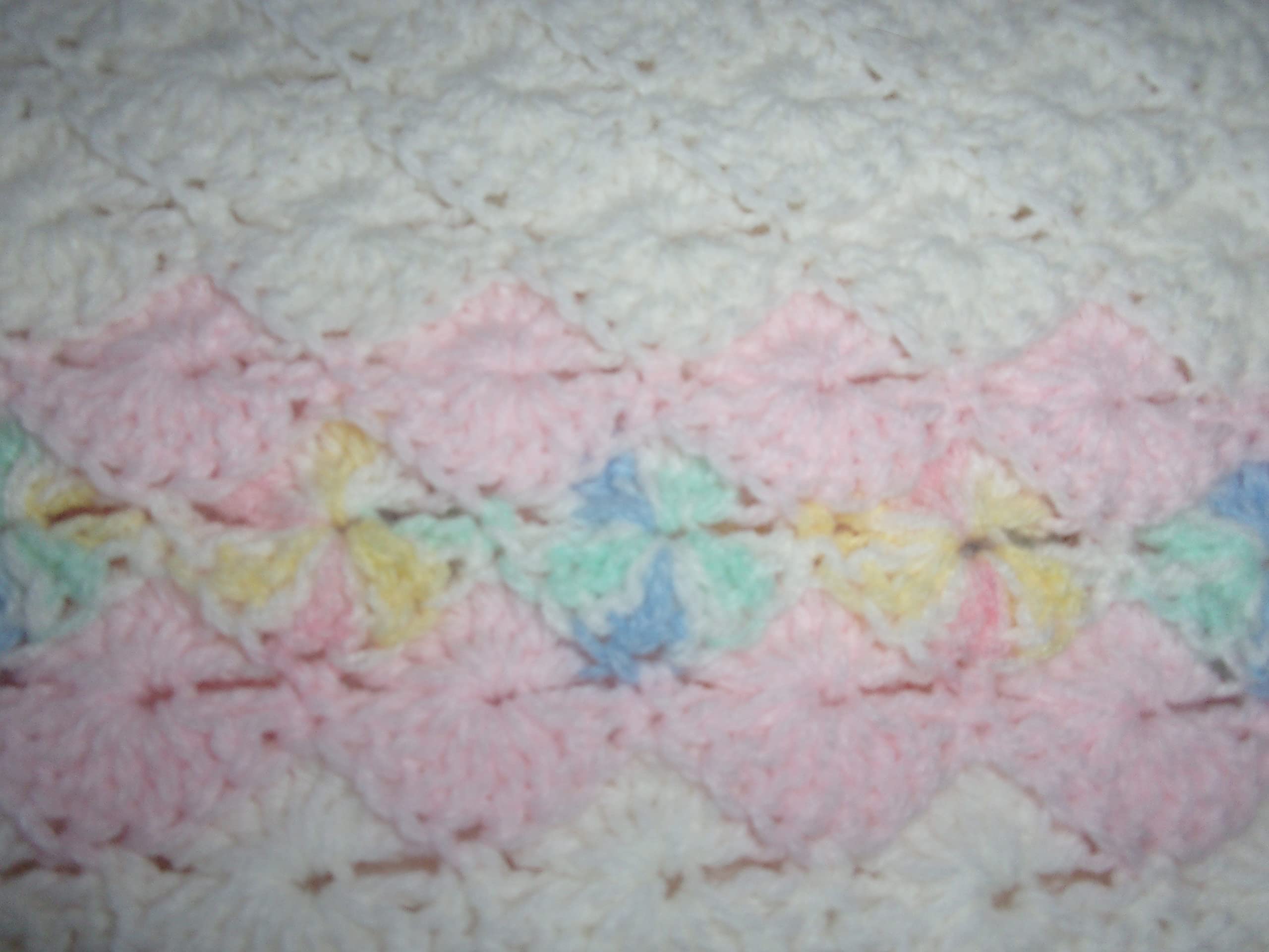 Handmade Crocheted Baby Blanket - Soft Pink & White Afghan Throw - Double Shell Stitch Design - Perfect for Nursery, Gift, or Photo Props
