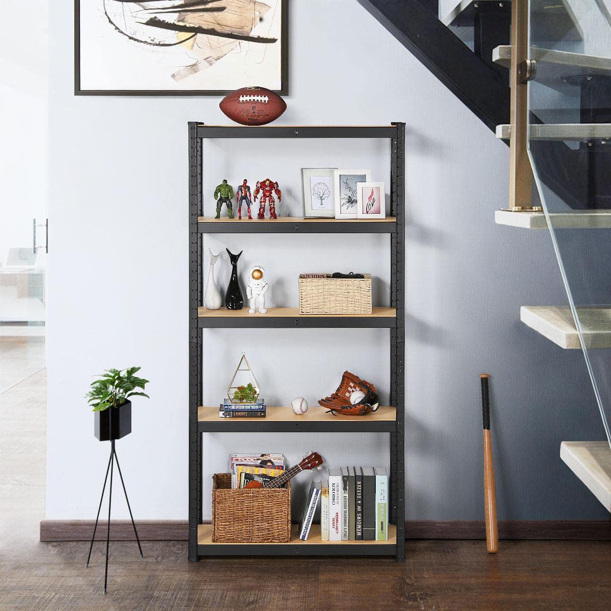 Yaheetech 2-Pack Heavy Duty 5-Tier Metal Garage Shelving Units - 90 x 30 x 180cm Black Storage Shelves with 175KG Capacity Per Shelf - Perfect for Garage Organization, Warehouse Storage & Home Utility Racks
