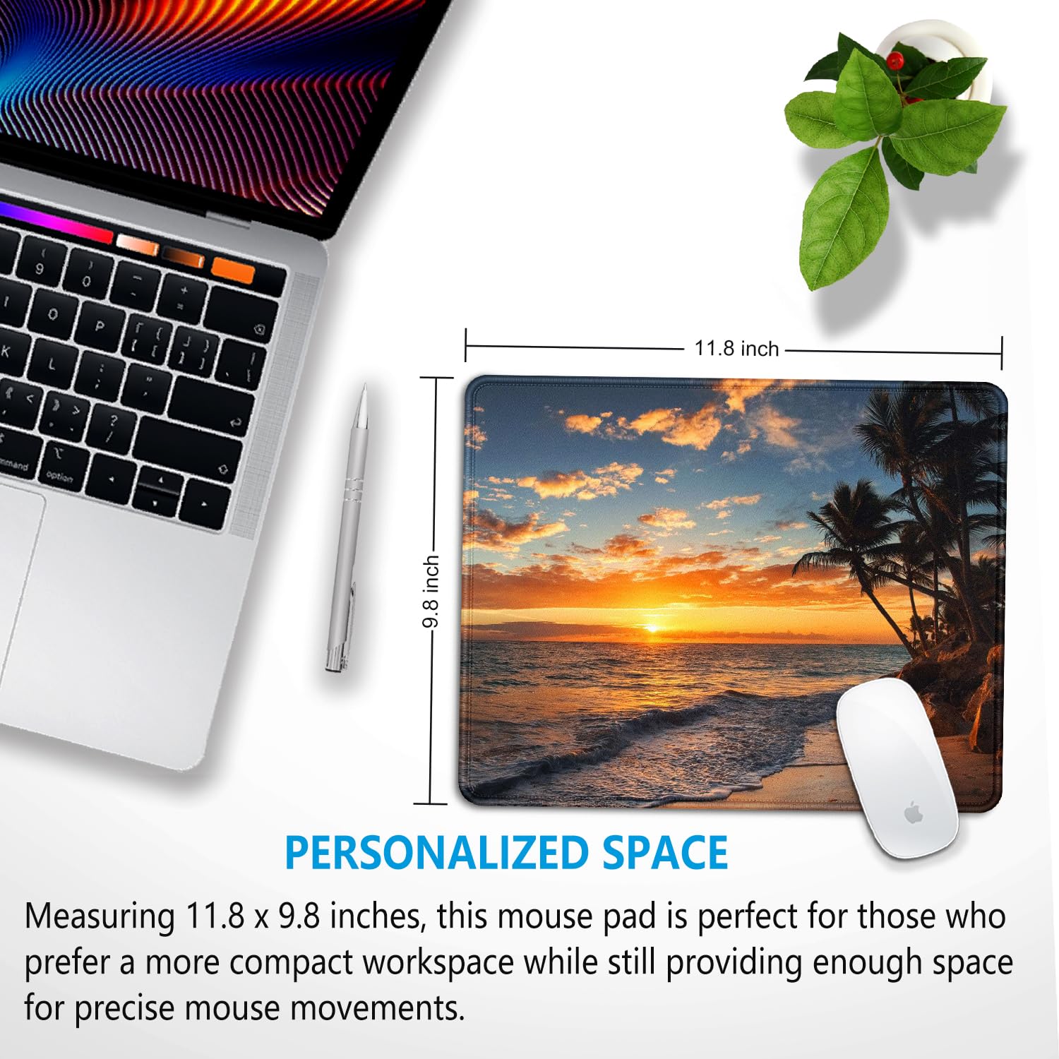 Premium Sunset Beach Design Large Mouse Pad (11.8