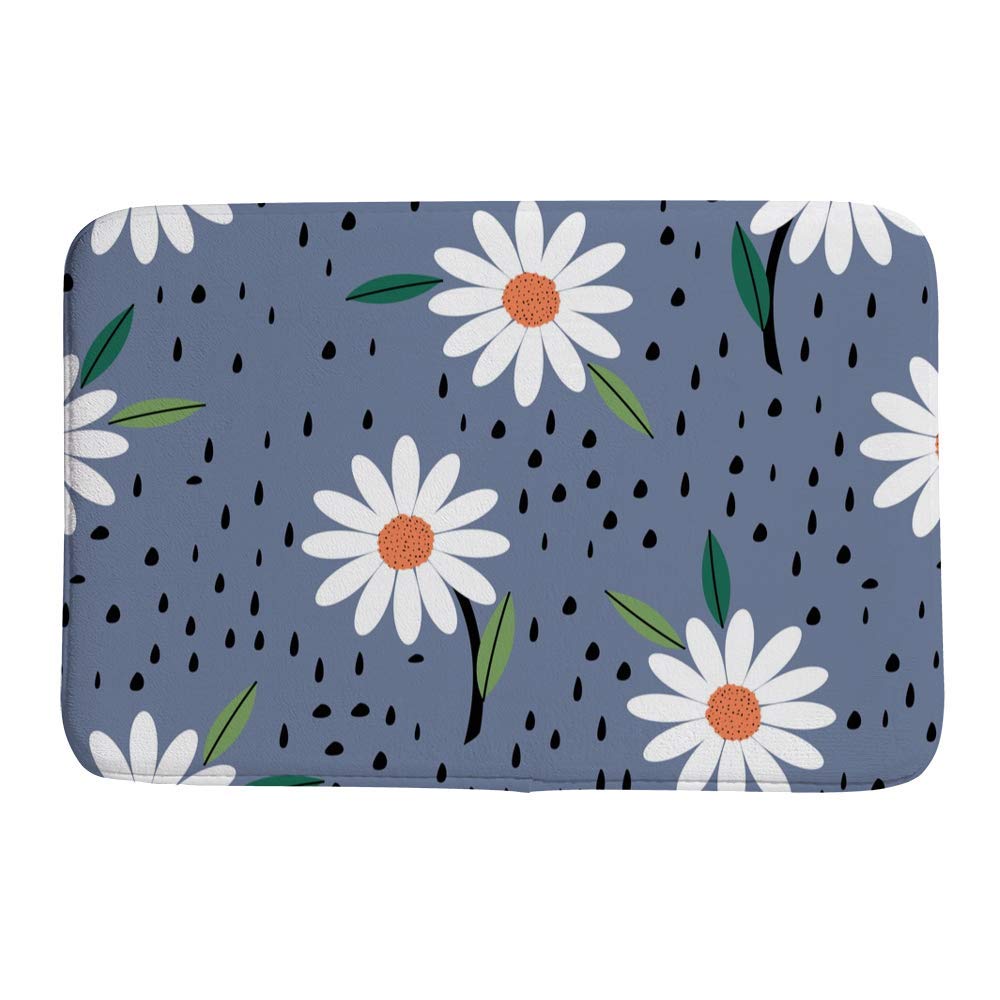 Non-Slip Pink Daisy Bath Mat - Super Absorbent Coral Fleece Shower Rug for Bathroom, Tub & Outdoor Use - Cozy Anti-Skid Floor Mat for Wet Areas