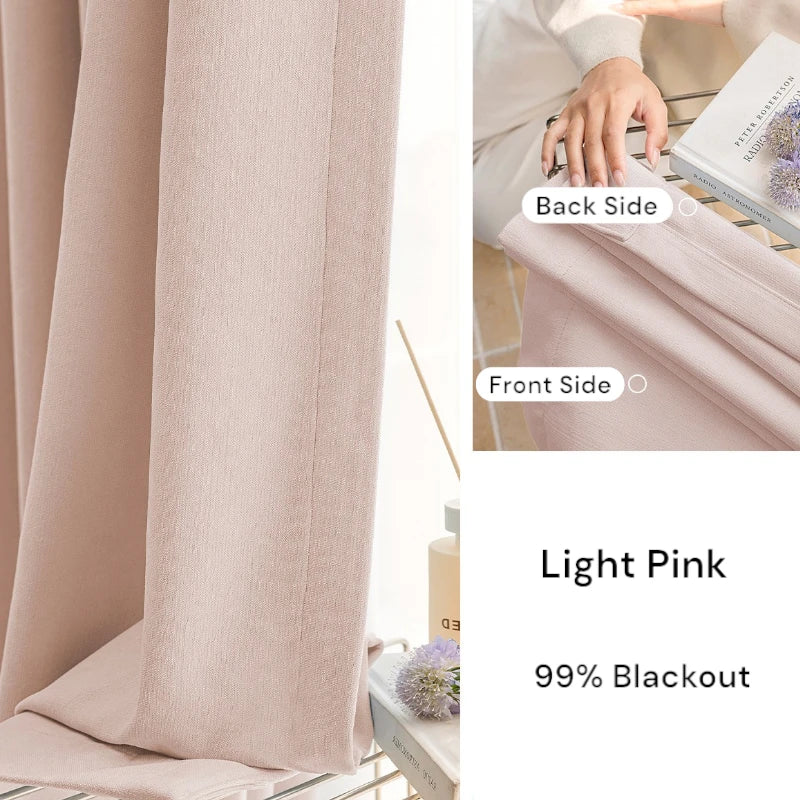 Monica Plush Chenille Double-Sided Blackout Curtains for Bedroom & Living Room - Noise Reducing & Thermal Insulated Window Drapes