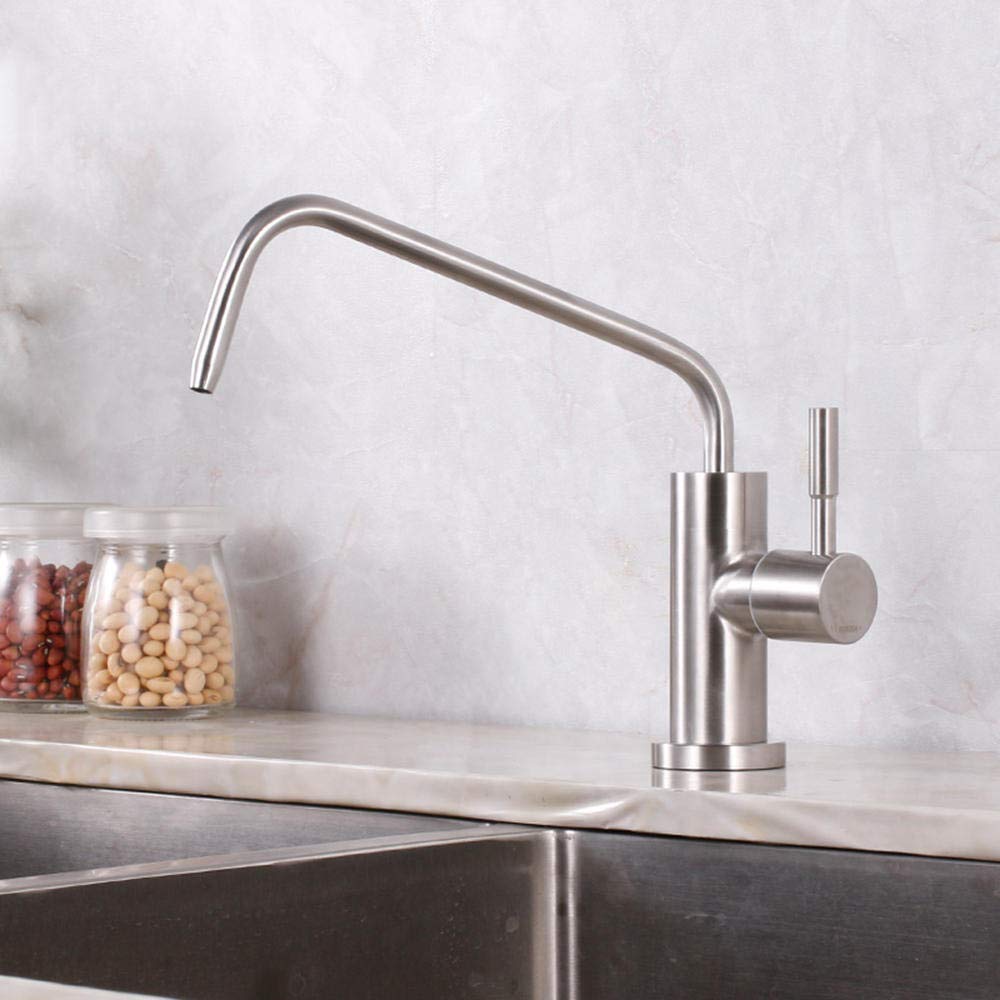 304 Stainless Steel Reverse Osmosis Water Filter Faucet - Gooseneck Design for Kitchen Sink, 1/4