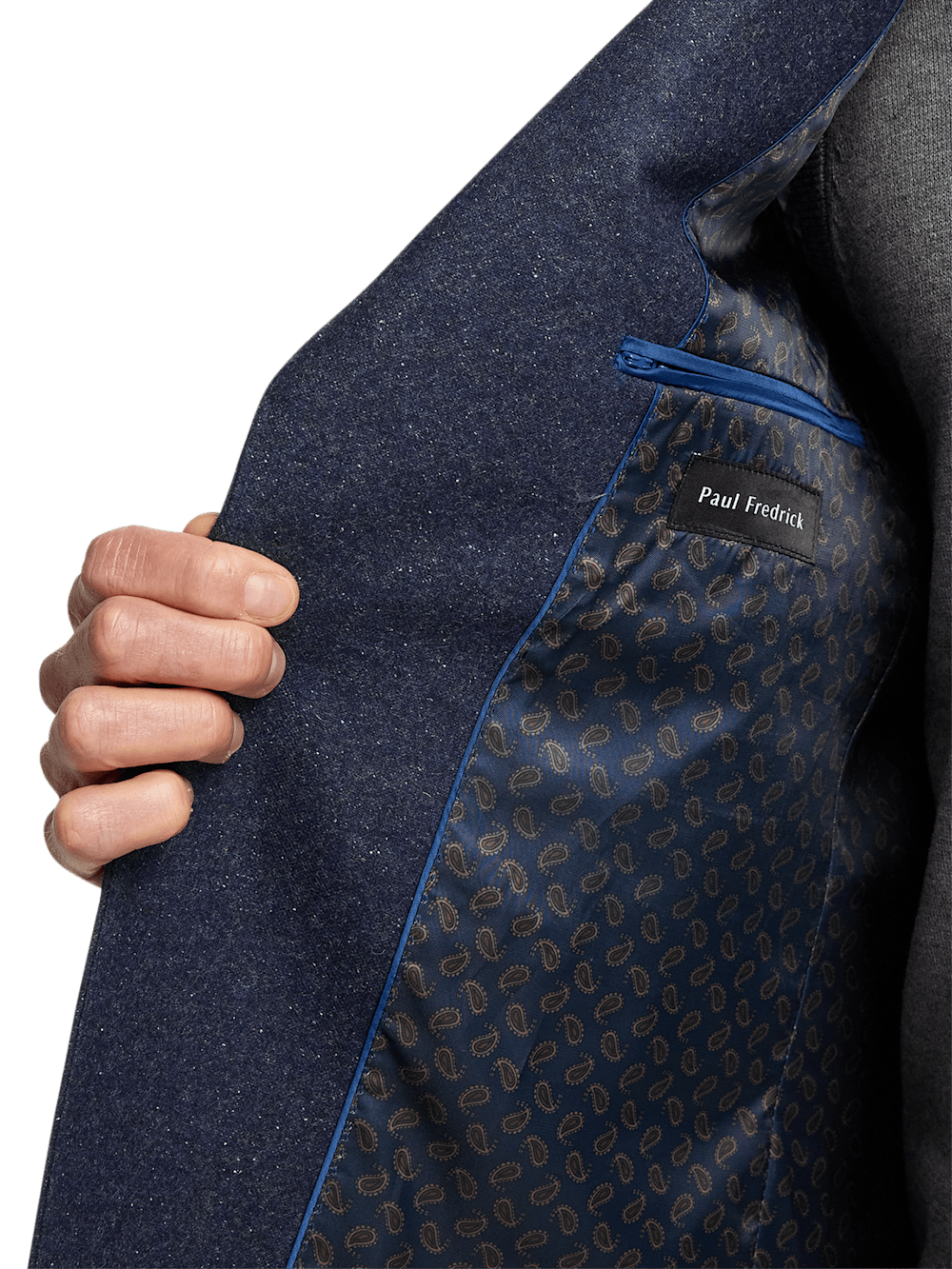 Premium Wool Blend Donegal Single Breasted Notch Lapel Blazer - Navy Blue | Business Casual & Formal Wear for Men | Office, Wedding & Special Occasions