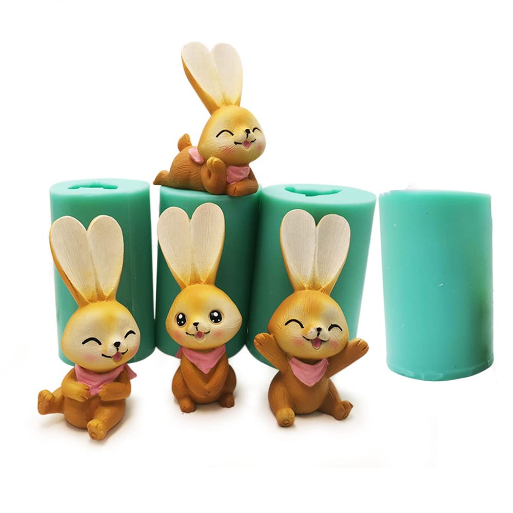 4PCS 3D Simulation Rabbit Silicone Molds for Easter Cake Decorations - DIY Chocolate, Soap, Candle & Plaster Crafts - Perfect for Holiday Baking, Home Decor & Gift Making