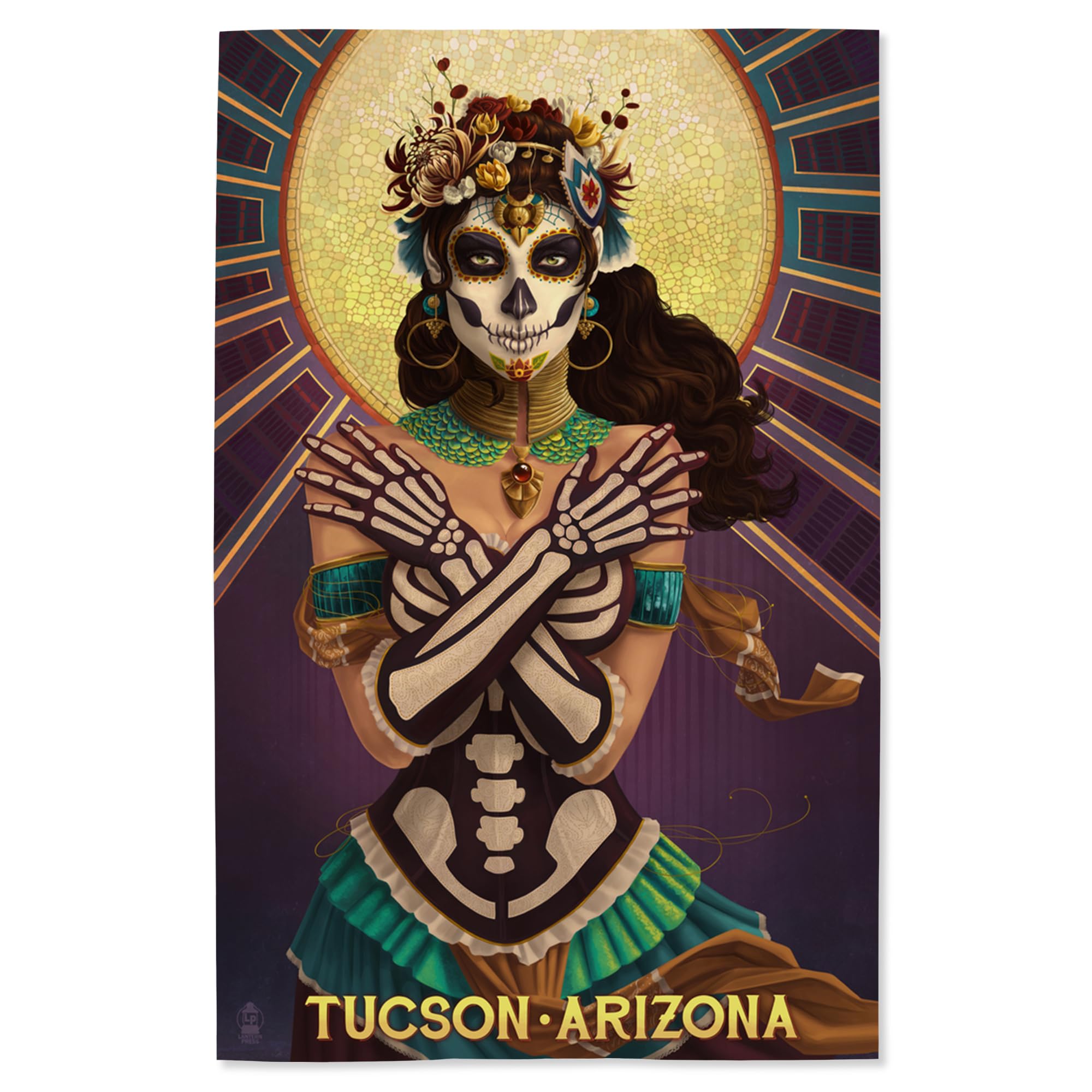Lantern Press 16x24 Inch Giclee Art Print - Tucson Arizona Day of the Dead Crossbones Wall Decor | Perfect for Southwest Home Decor, Office Art & Dia de Los Muertos Celebrations