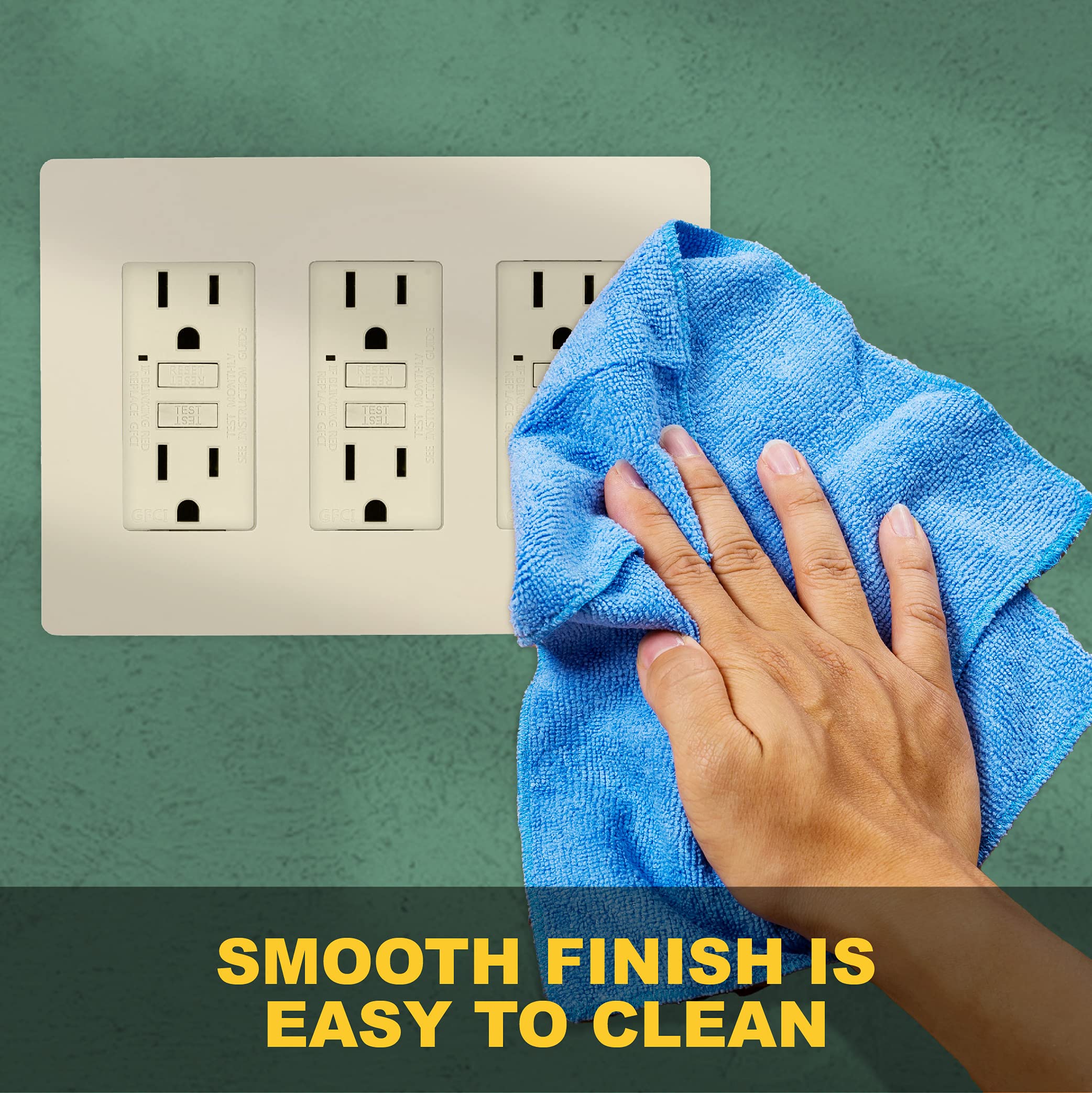 Faith 3-Gang Screwless Wall Plate Outlet Covers - Child Safe, Fits GFCI, USB, Dimmers & Lighting Controls, ETL Listed, Ivory (4-Pack) - Perfect for Home, Office & Nursery Safety