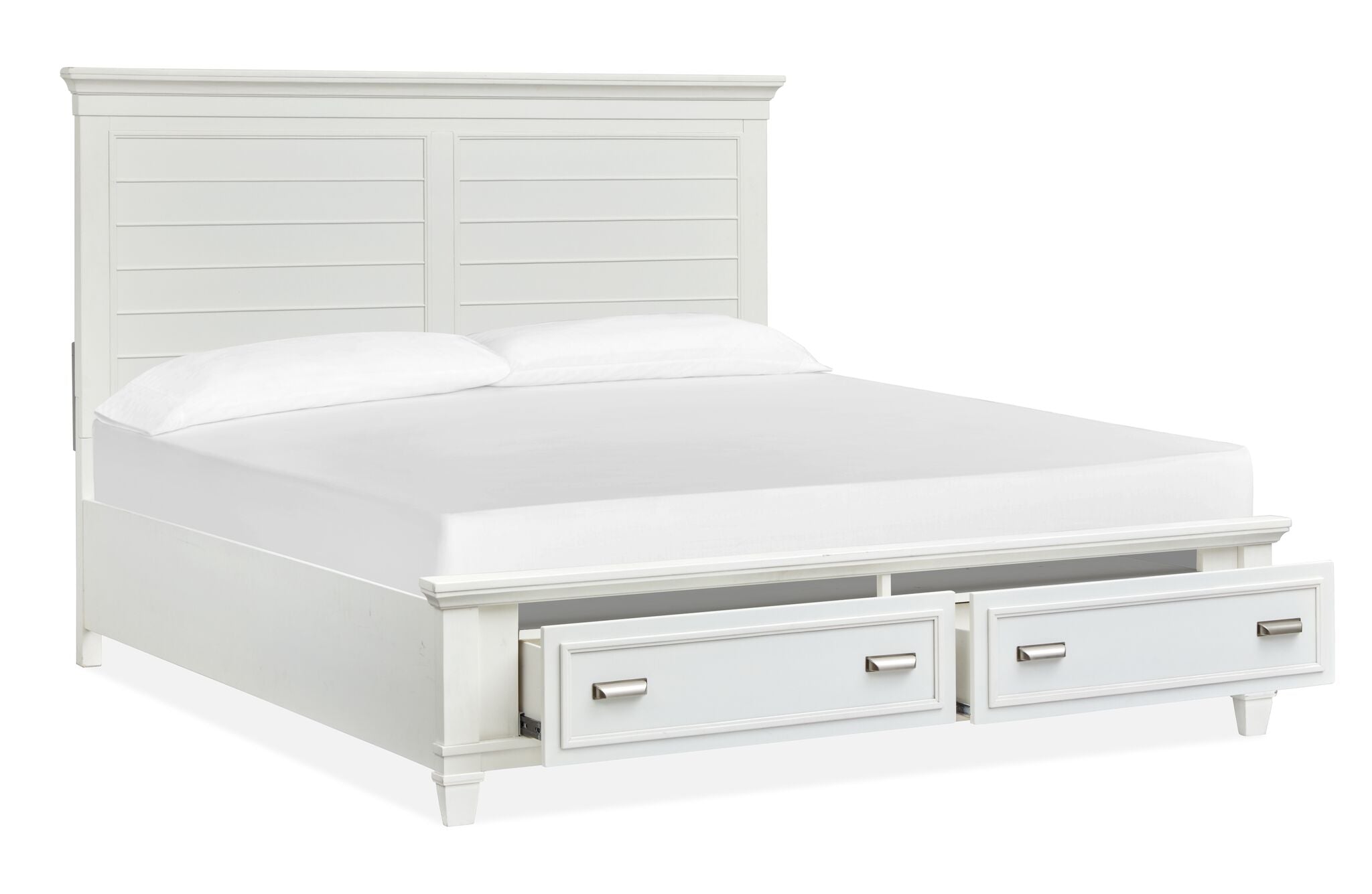 Charleston 3-Piece King Size Storage Bed in Dove White - Modern Bedroom Furniture with Underbed Drawers for Space Saving Storage