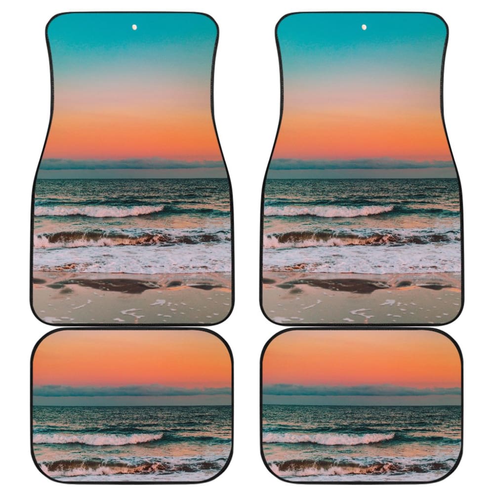 Premium Beach Car Floor Mats - Waterproof & Sand-Resistant for SUVs, Trucks & Cars - Sunset Moments Design - Perfect for Beach Trips, Road Trips & Outdoor Adventures