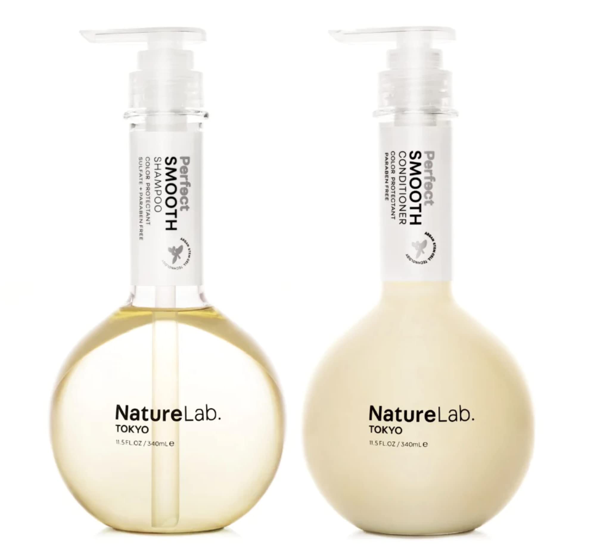 NATURELAB. TOKYO Perfect Smooth Shampoo & Conditioner Set - Weightless Frizz Control for Smoother, Healthier Hair & Scalp - 11.5 Fl Oz Each - Ideal for Dry, Damaged & Frizzy Hair Care at Home or Salon