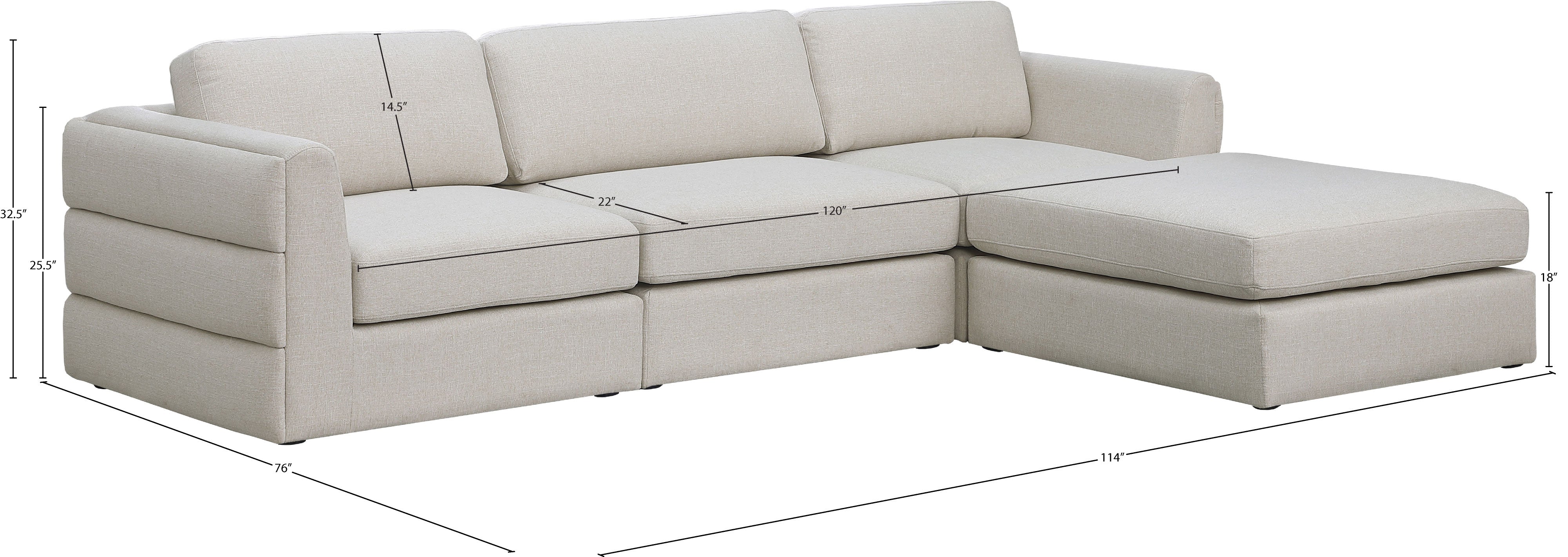 Beckham Durable Linen Textured Fabric Modular Sectional Sofa - Comfortable Modern Living Room Furniture for Home & Office Use