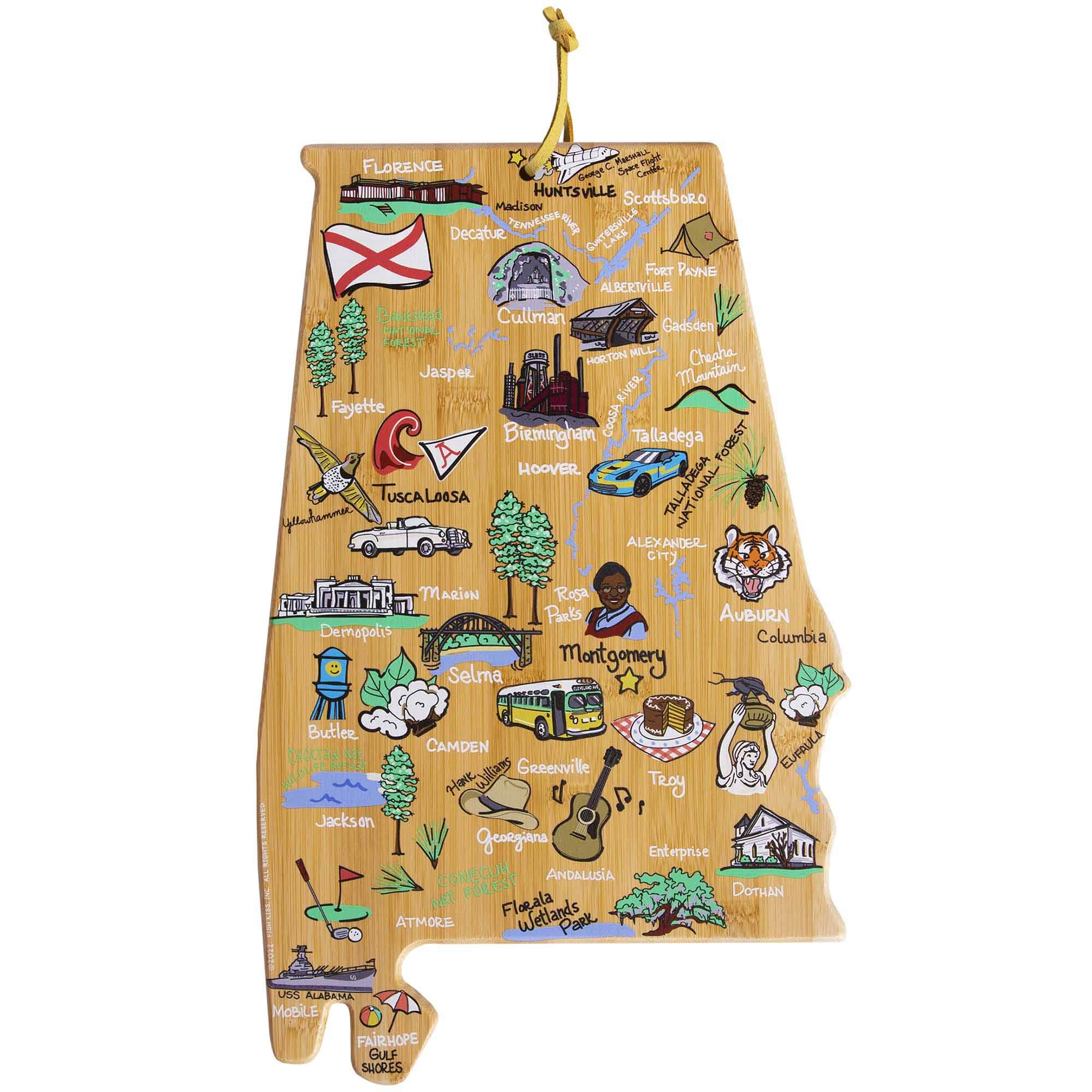 Premium Alabama Wood Cutting Board with Fish Kiss™ Artwork - Durable Kitchen Chopping Board for Meat, Vegetables & Cheese - Perfect for Home Cooking & Gift Giving