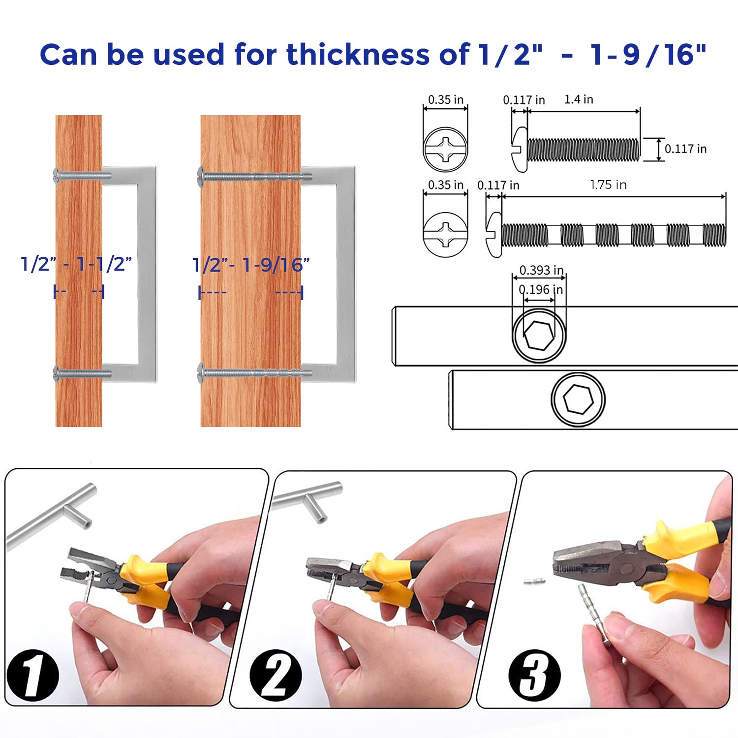 Ravinte 5 Inch Square Cabinet Pulls - Brushed Nickel Kitchen Cabinet Handles (45 Pack) with Drill Mounting Template - Modern Hardware for Kitchen, Bathroom & Office Cabinets