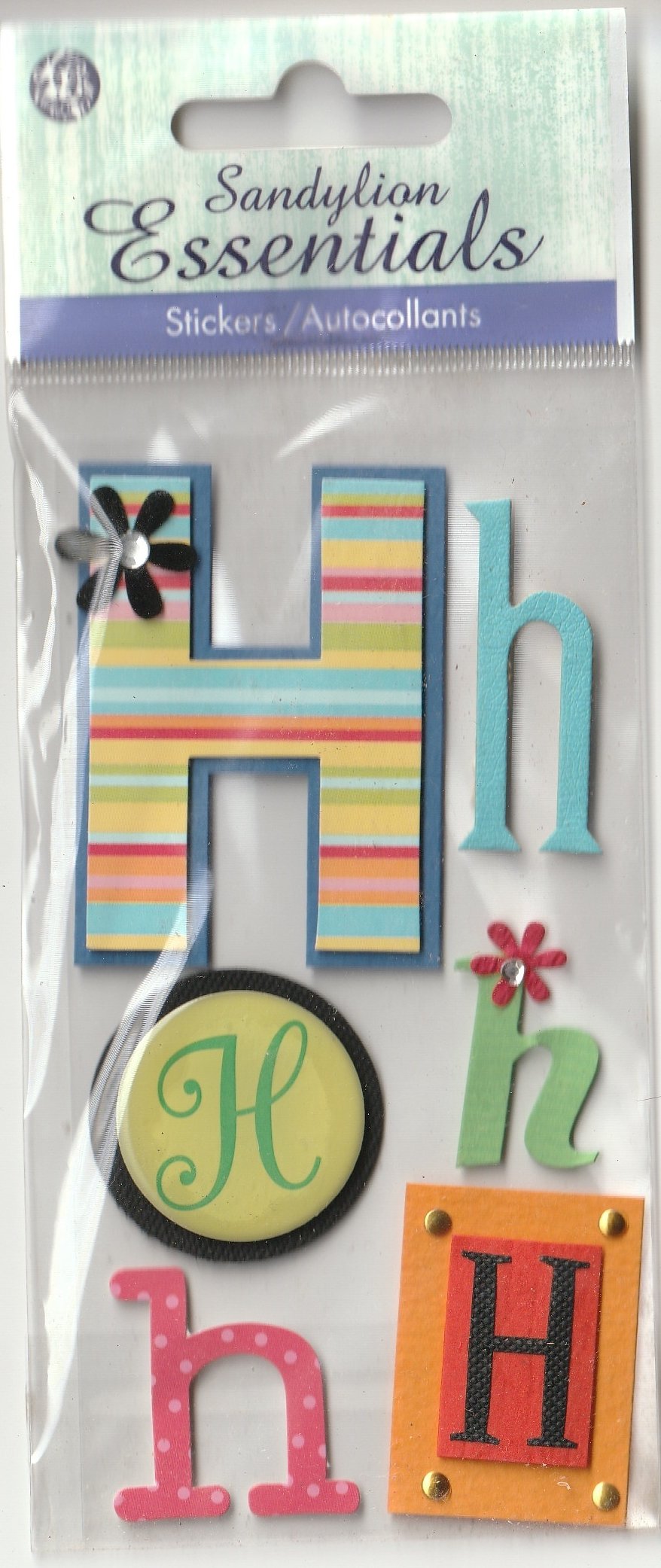 Sandylion Essentials Monogram Series - 3D Letter H Stickers for Scrapbooking, DIY Crafts & Personalized Gifts | Premium Alphabet Decals for Journals, Cards & Home Decor