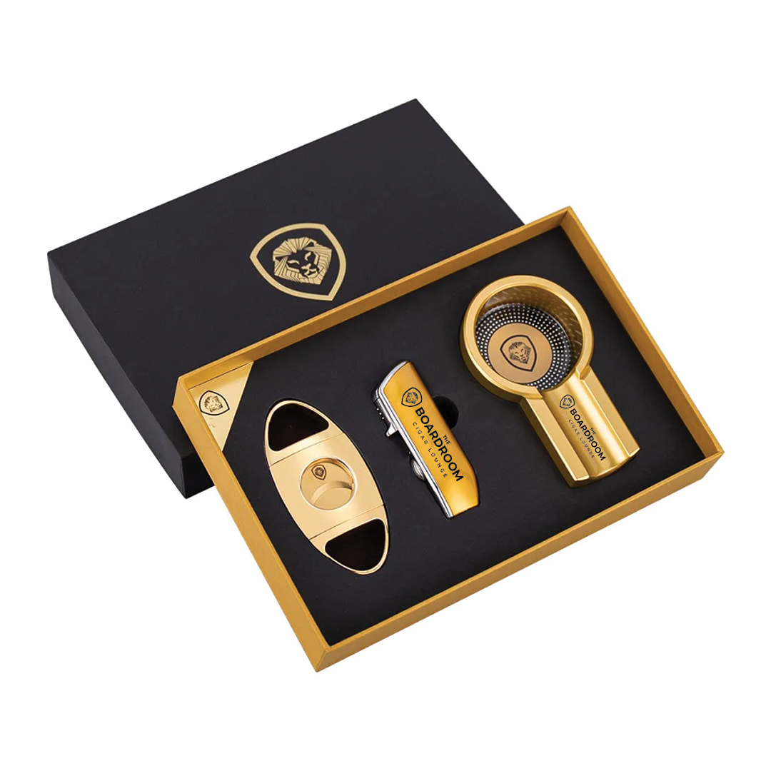 Premium Cigar Lighter Set for Men - Refillable Butane Torch Lighter with Punch Cutter - Perfect for Cigar Lounges, Business Meetings & Gifts