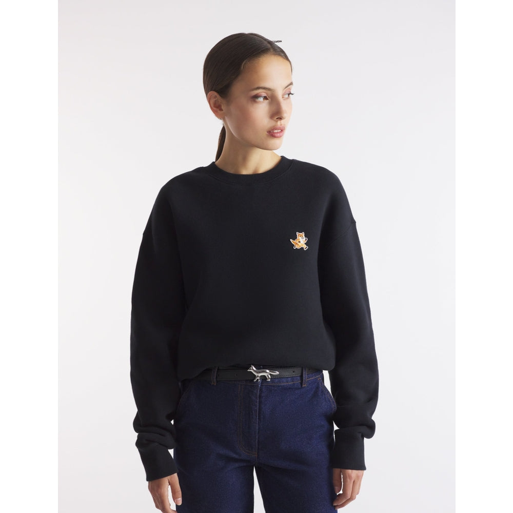 MAISON KITSUNE Women's Speedy Fox Patch Comfort Sweatshirt - Black | Cozy Casual Pullover for Everyday Wear & Street Style Outfits