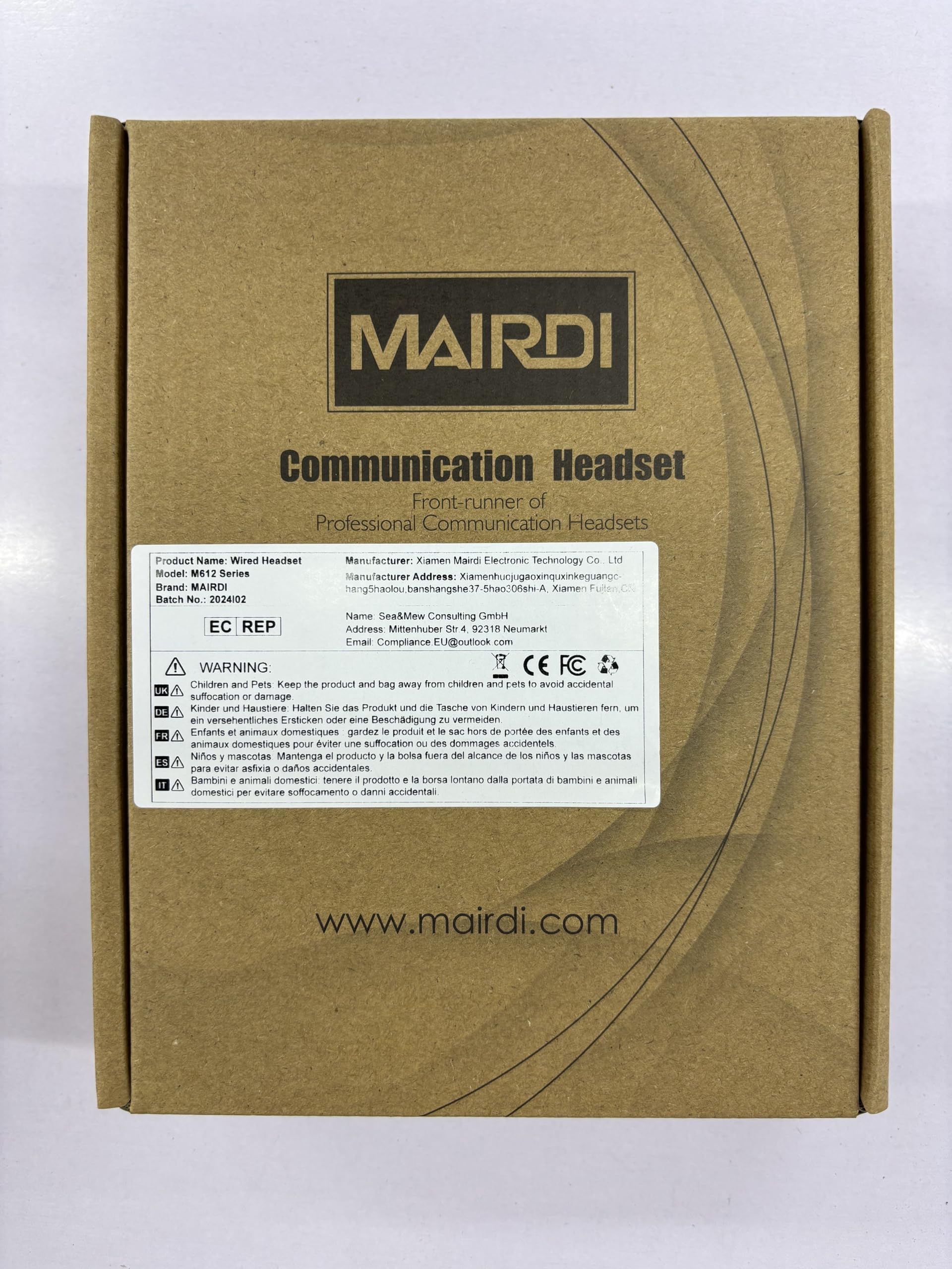 MAIRDI Noise Canceling Telephone Headset with RJ9 Jack & 3.5mm Connector - Compatible with Landline Phones, Cell Phones, PCs & Laptops - Ideal for Call Centers, Office Work & Remote Communication