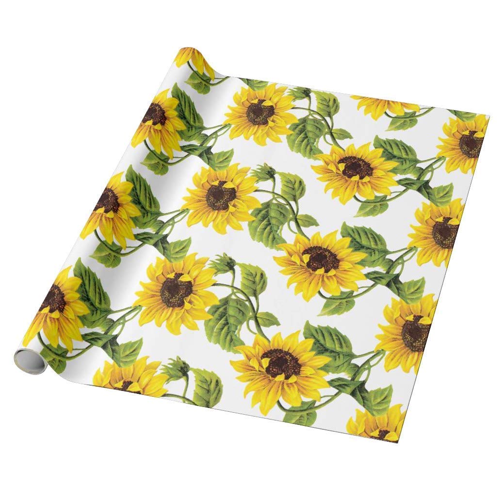 Sunflower Sunshine Gift Wrap Sheets - Yellow Floral Summer Wrapping Paper for Birthdays, Weddings & DIY Crafts - Eco-Friendly Gift Wrapping Paper for Presents, Parties & Scrapbooking