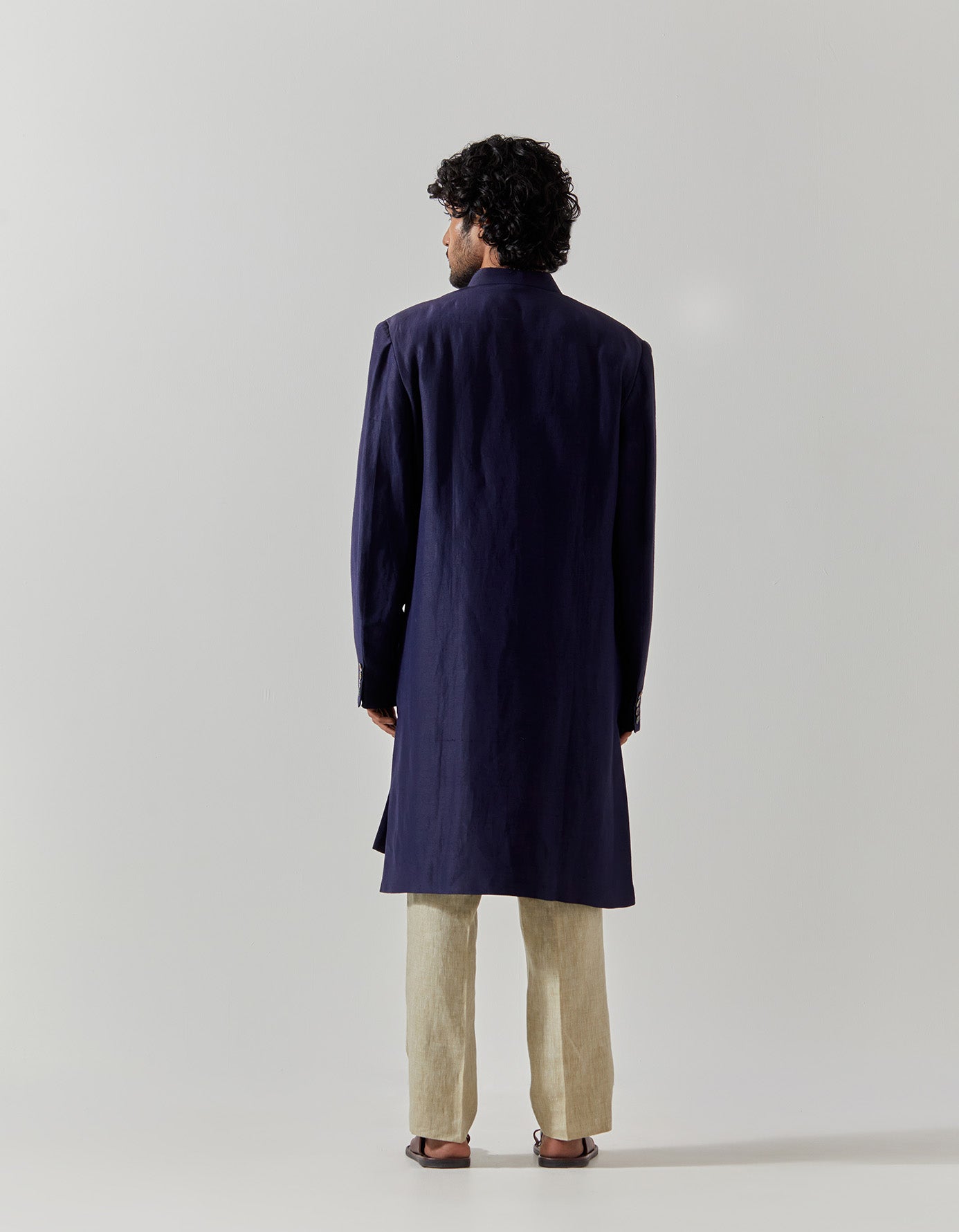 Matrix Jacket - Satin Linen Navy Blue Lightweight Blazer for Women | Office Wear, Business Casual, Spring & Summer Fashion