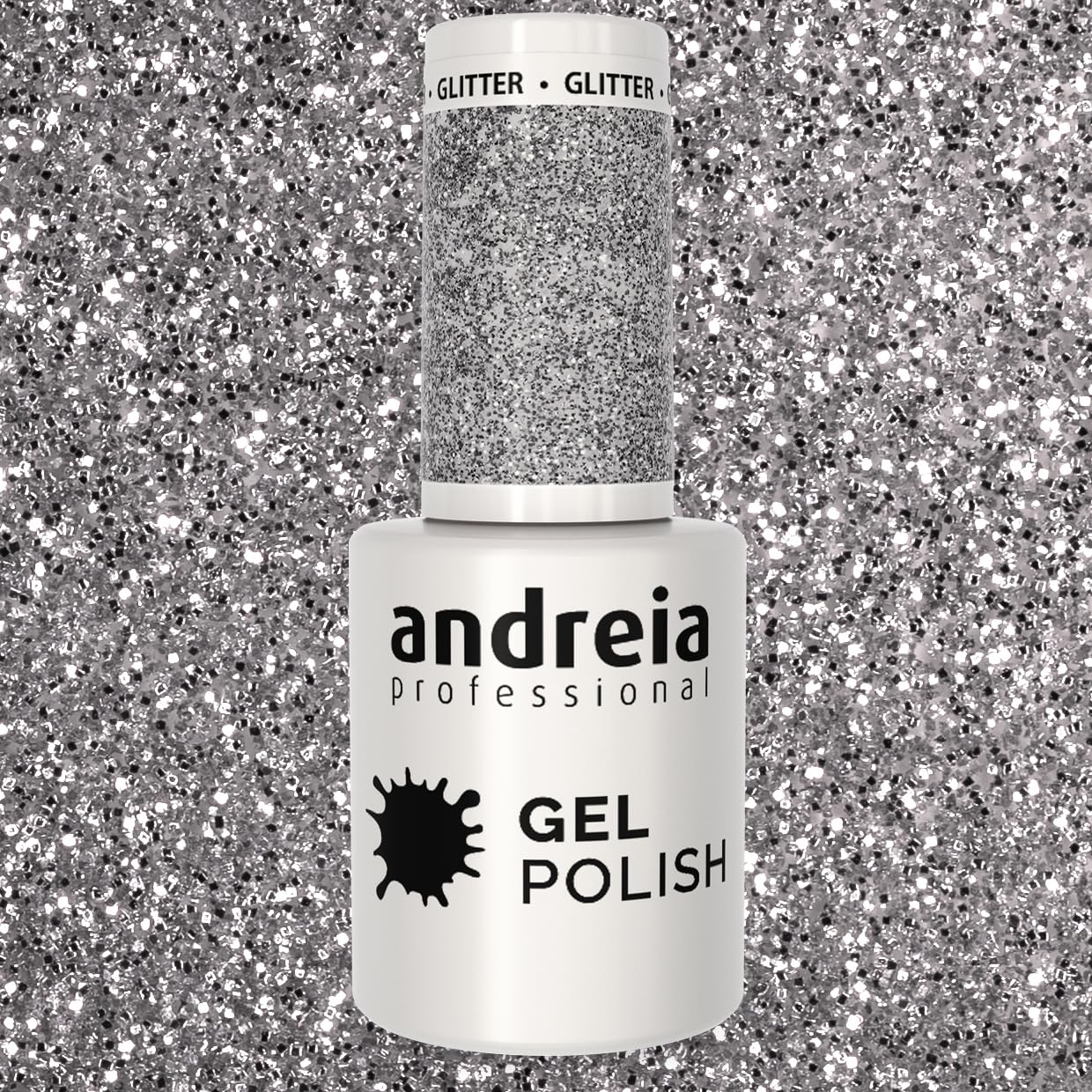 Andreia Semi-Permanent UV LED Gel Nail Polish - Long Lasting 4 Weeks French Manicure with Intense Shine - Color 277 Silver Glitter in Grey & Purple Shades - 10.5ml Bottle - Perfect for Salon, Home Nail Art & Special Occasions