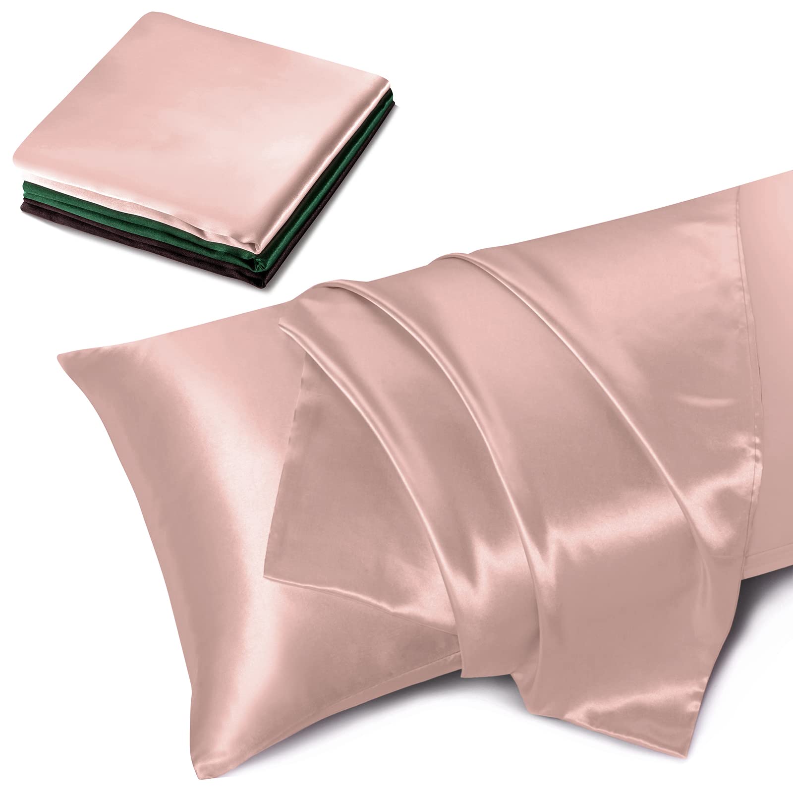 Treely Satin Pillow Covers 20x48 Inches - Silky Smooth Body Pillowcase for Hair & Skin Protection - Envelope Closure Long Pillow Case (Champagne) - Perfect for Bedroom Decor, Travel & Beauty Sleep